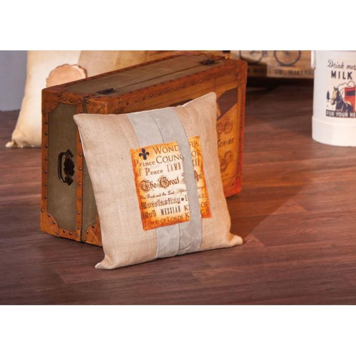 Paris Prix Coussin Déco Vintage Jute  Lord  45x45cm Naturel