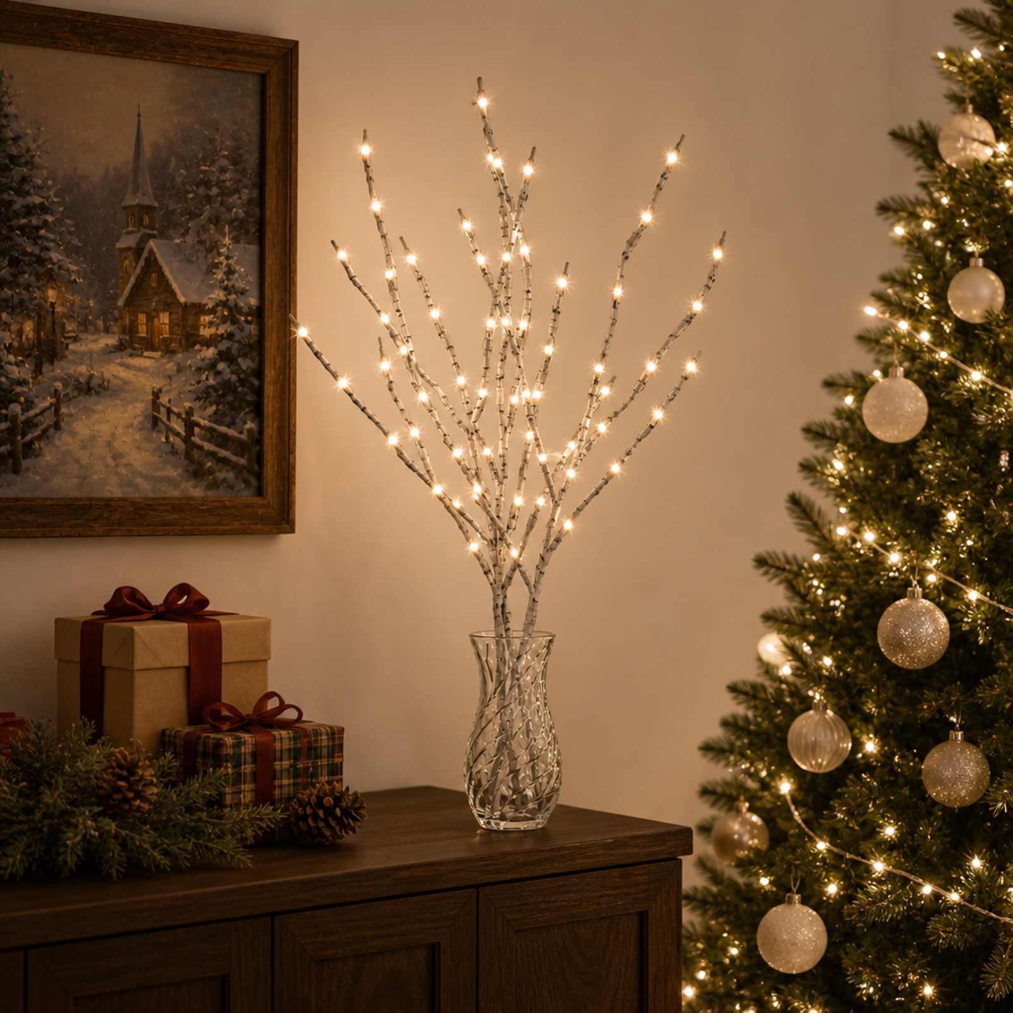 Voir la diapositive 2 : VIDAXL Branche de cuivre LED de decoration de Noël 3 pc Blanc 62 cm