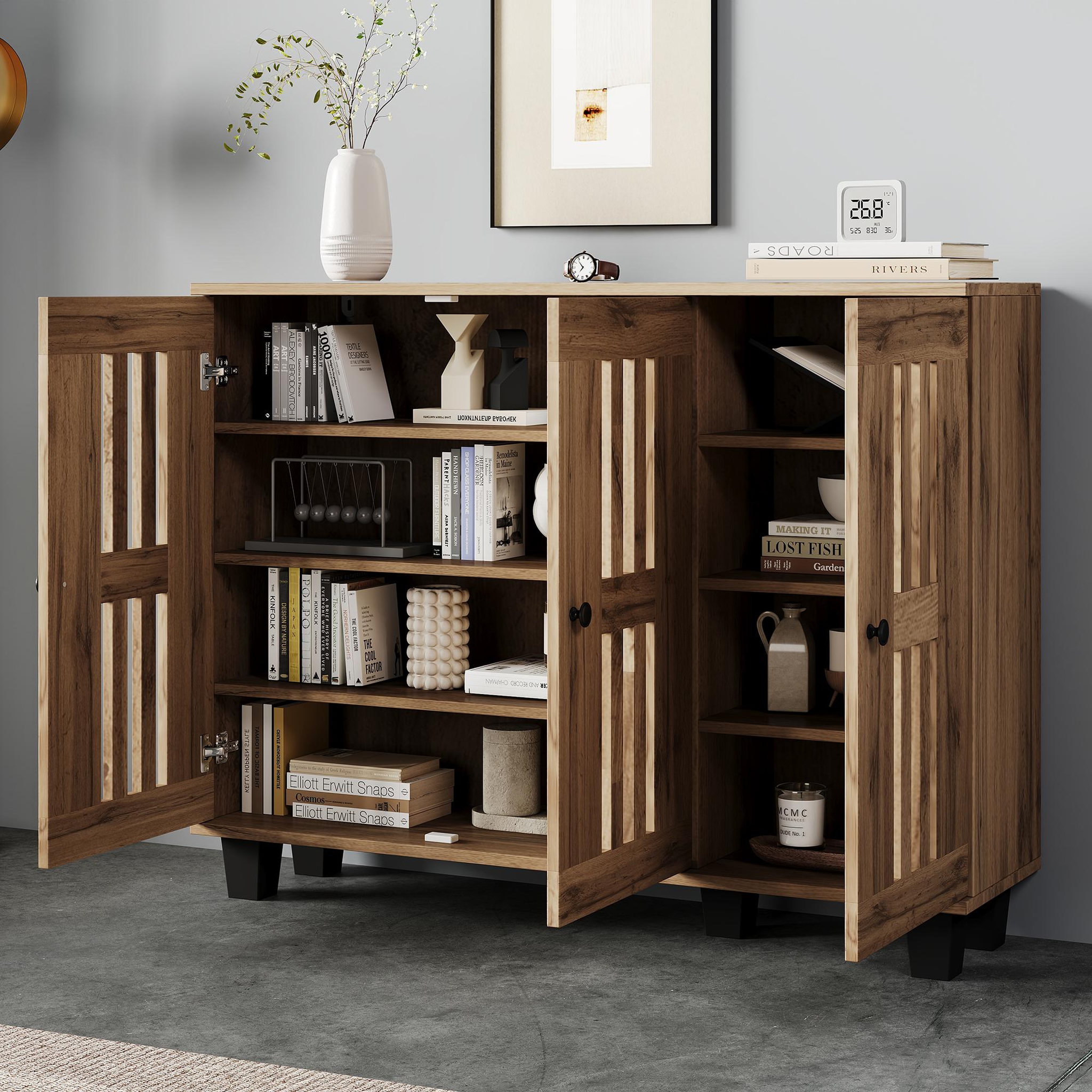Voir la diapositive 5 : MERAX Buffet 3 porte(s) 0 tiroir(s) - 120 cm naturel panneaux de particules