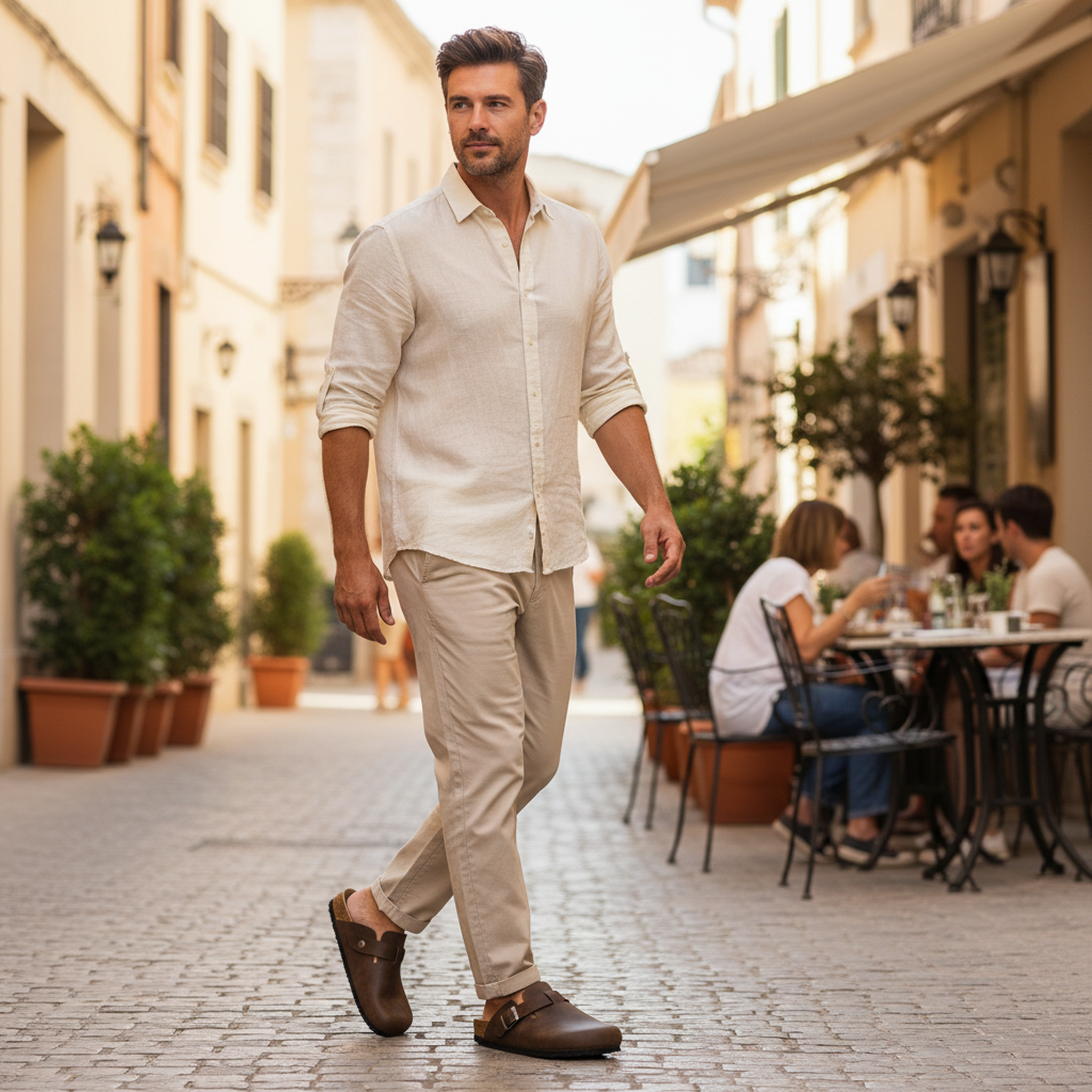 Voir la diapositive 5 : OZABI Ozabi sabots homme cuir synthétique boucle ajustable semelle liège
