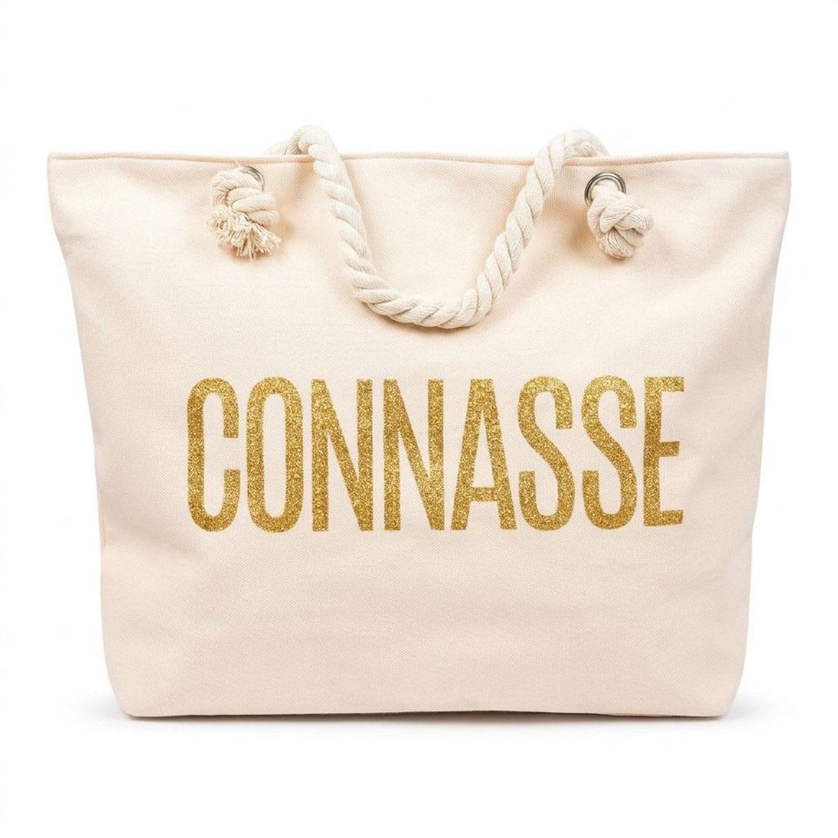 OZABI OZABI Sac de Plage Femme Jute Synthétique – Message Pailleté – Cordage