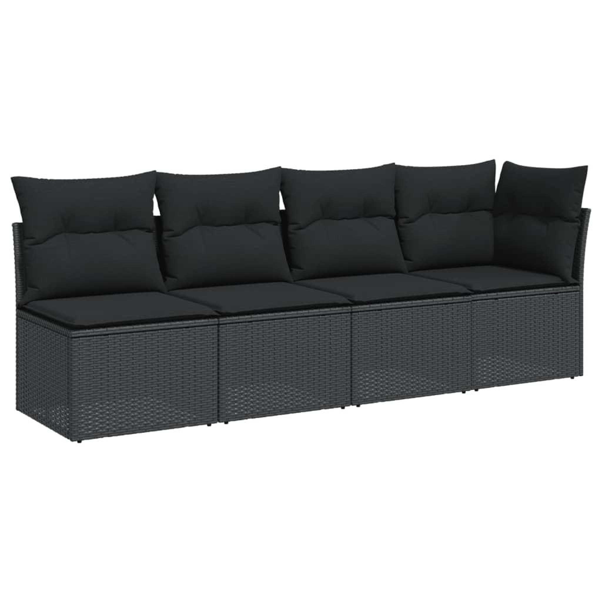 Voir la diapositive 2 : VIDAXL Canape de jardin avec coussins 4 places noir resine tressee