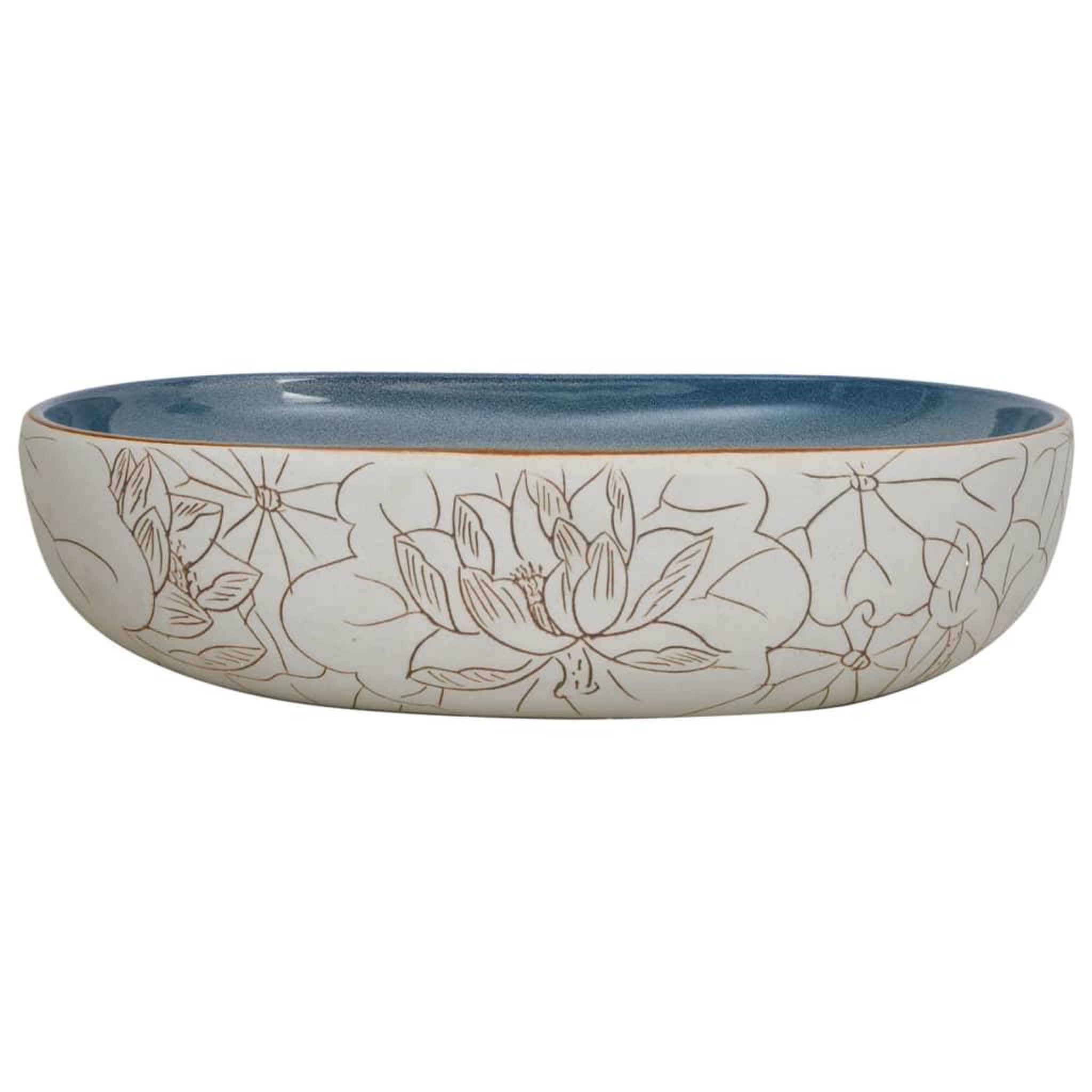 Voir la diapositive 3 : VIDAXL Vasque a poser sable et bleu ovale 59x40x14 cm ceramique
