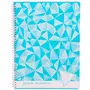 AUCHAN Cahier à spirale 24x32cm 180 pages grands carreaux Seyes bleu motif triangles
