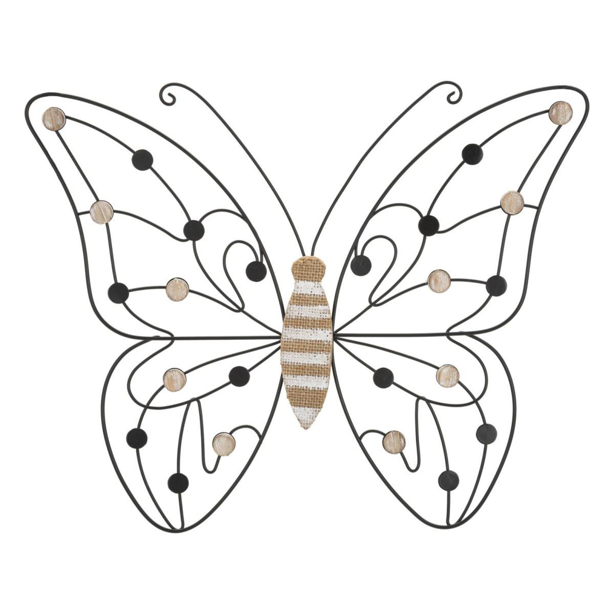 Paris Prix Décoration murale en métal  papillon  39cm noir & naturel