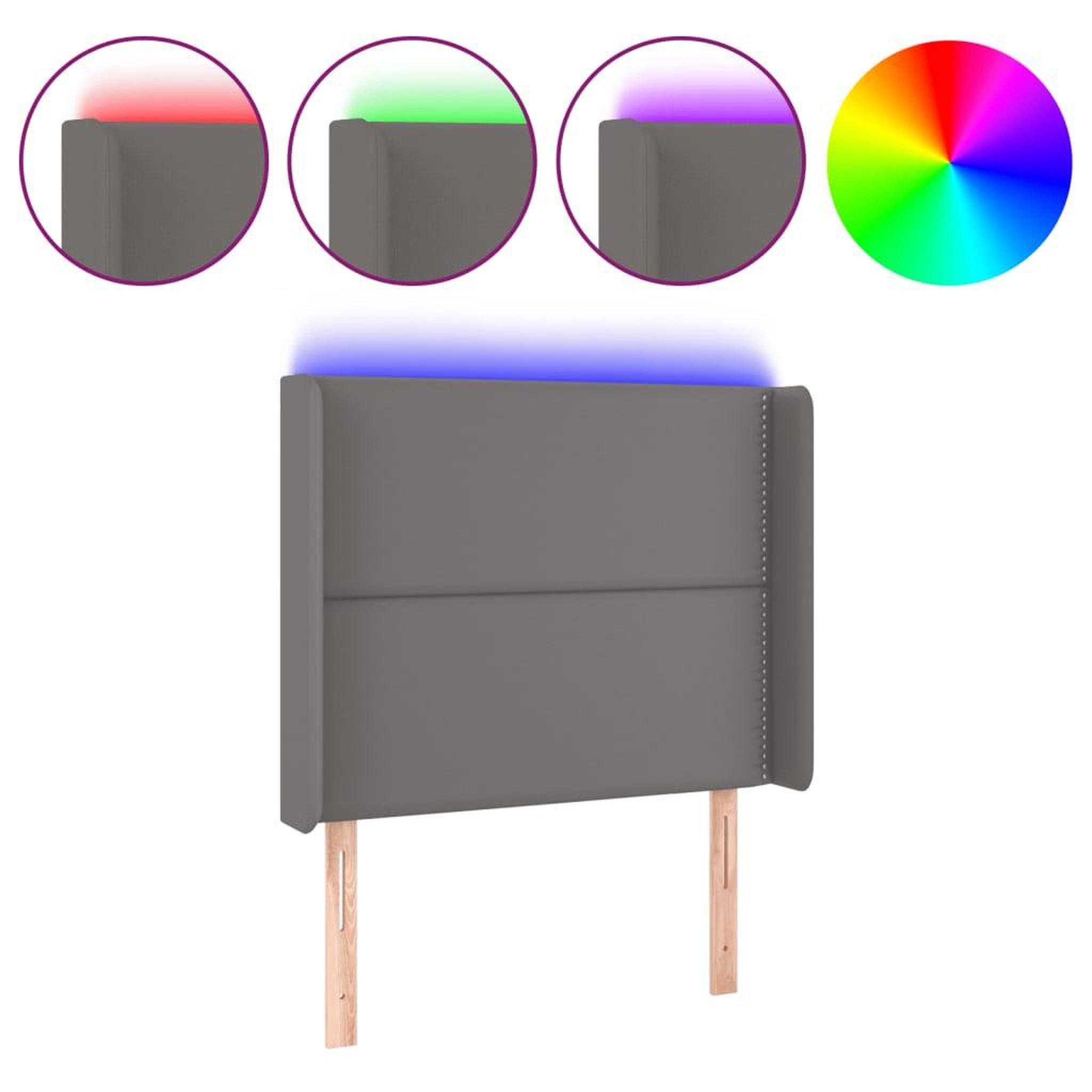 Voir la diapositive 2 : VIDAXL Tete de lit a LED Gris 83x16x118/128 cm Similicuir