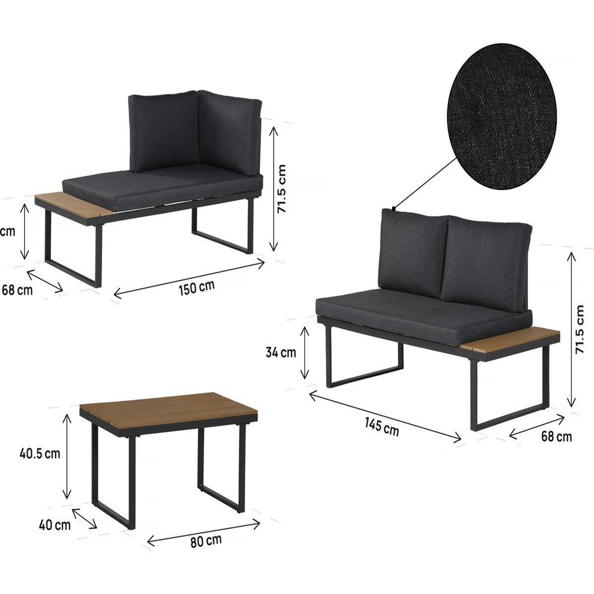 Voir la diapositive 3 : Habitat et Jardin Salon de jardin canapé d'angle décor imitation bois  liora  - 4 places - gris