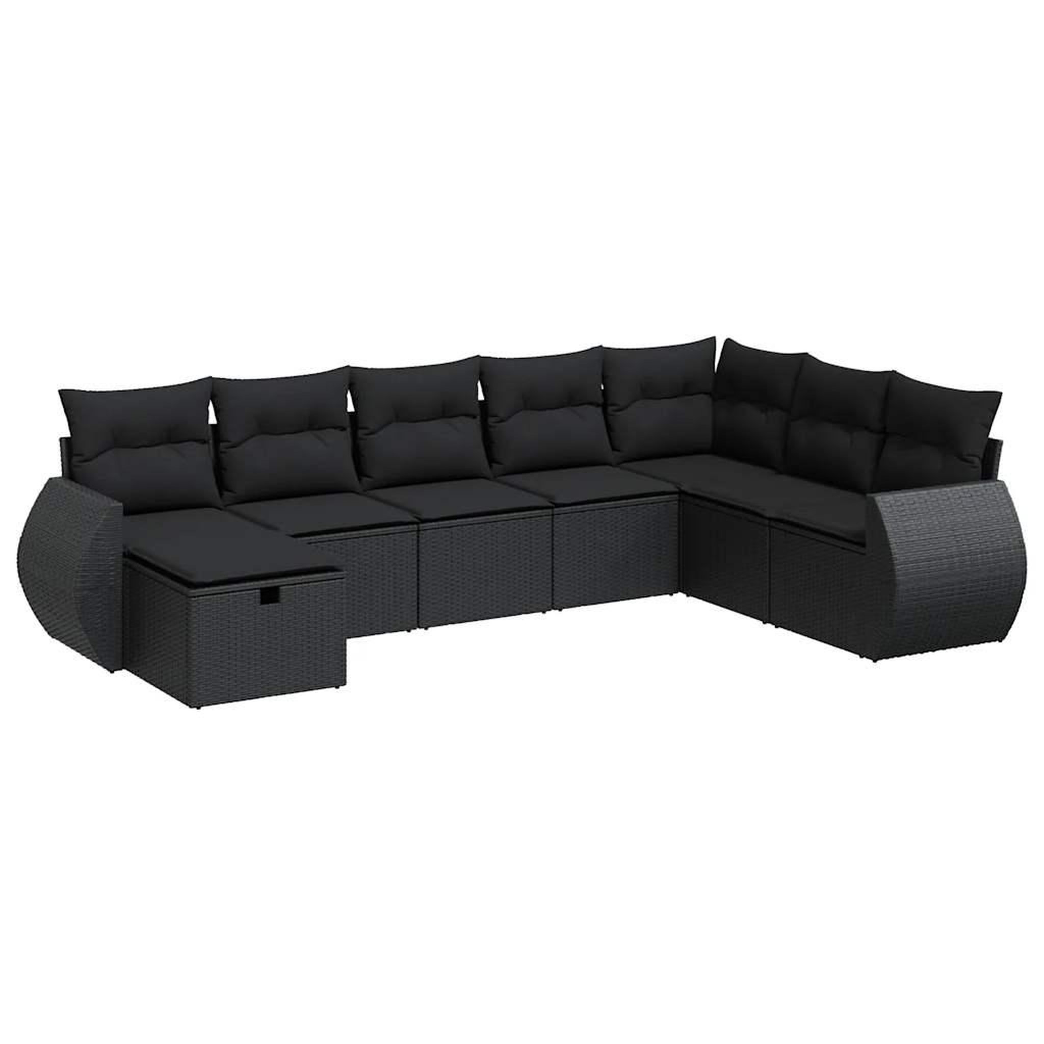 Voir la diapositive 2 : VIDAXL Salon de jardin 8 pcs avec coussins noir resine tressee