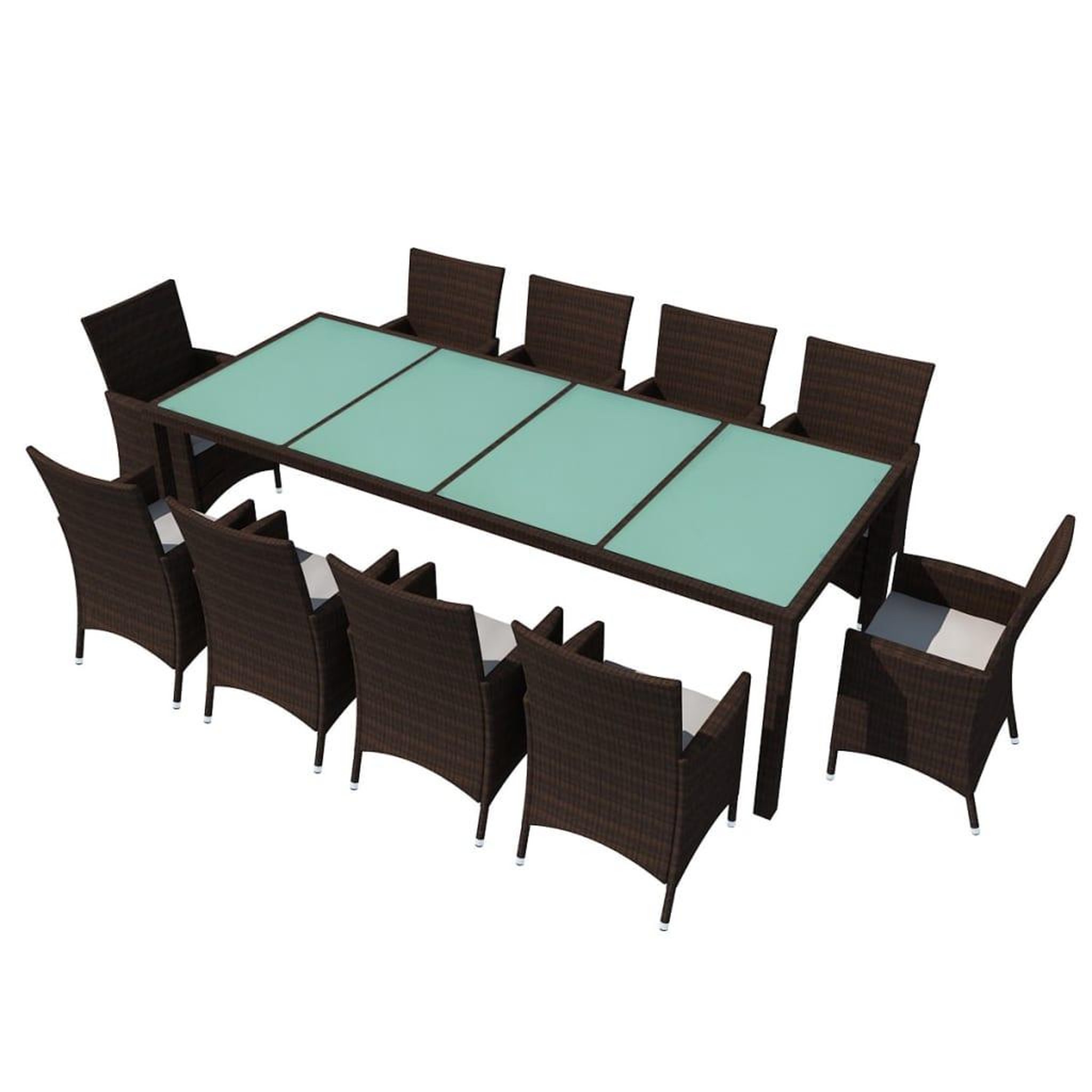 Voir la diapositive 2 : VIDAXL Ensemble a manger d'exterieur et coussins 11 pcs resine tressee