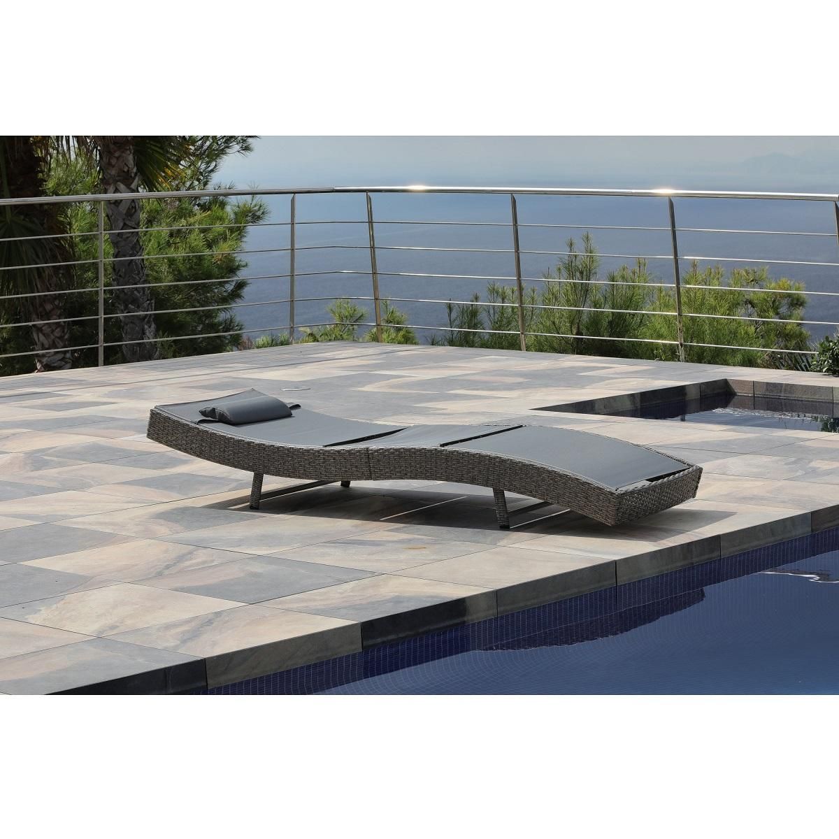 Bain de soleil multi position gris anthracite THYM