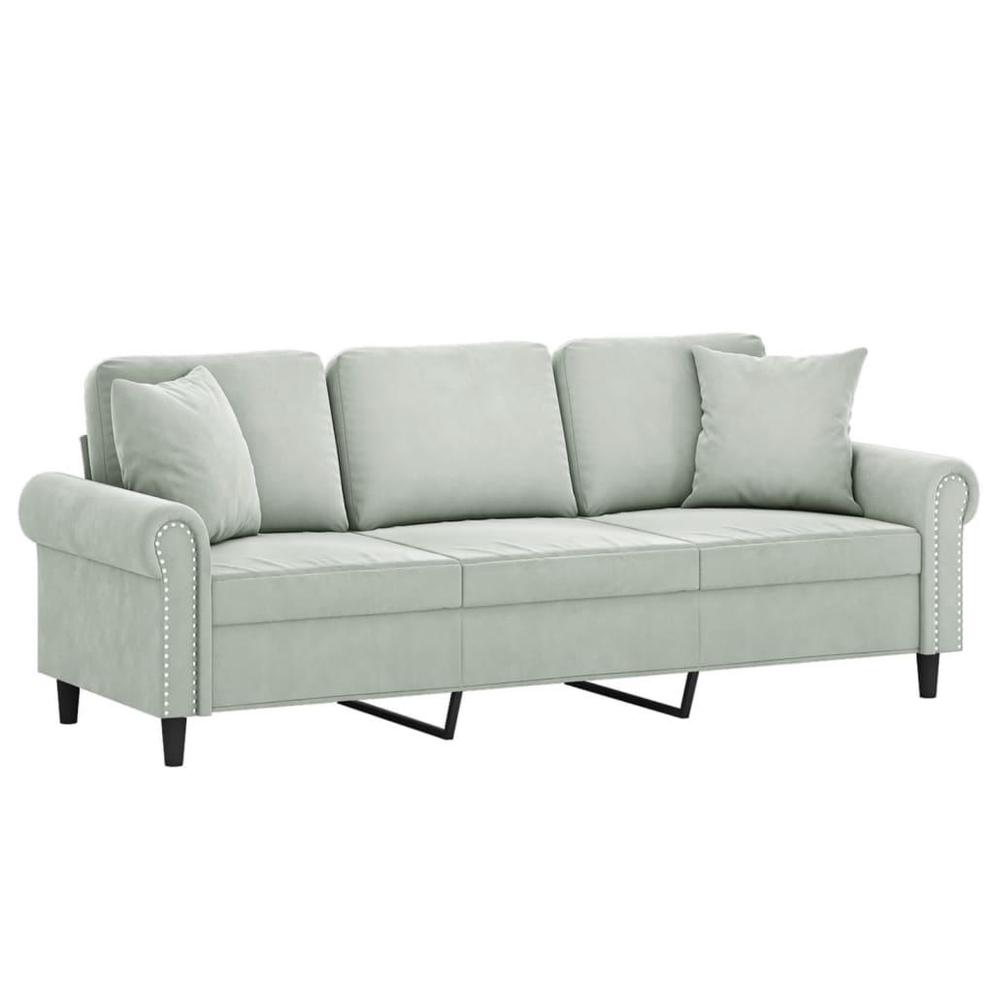 Voir la diapositive 3 : VIDAXL Canape 3 places avec oreillers gris clair 180 cm velours