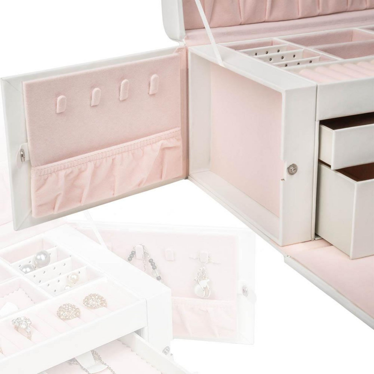 tectake Boîte à bijoux pour une protection optimale contre les rayures et poussières 24 compartiments blanc