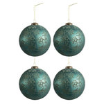 Paris Prix Lot de 4 Boules de Noël  Antique Azur  14cm Bleu