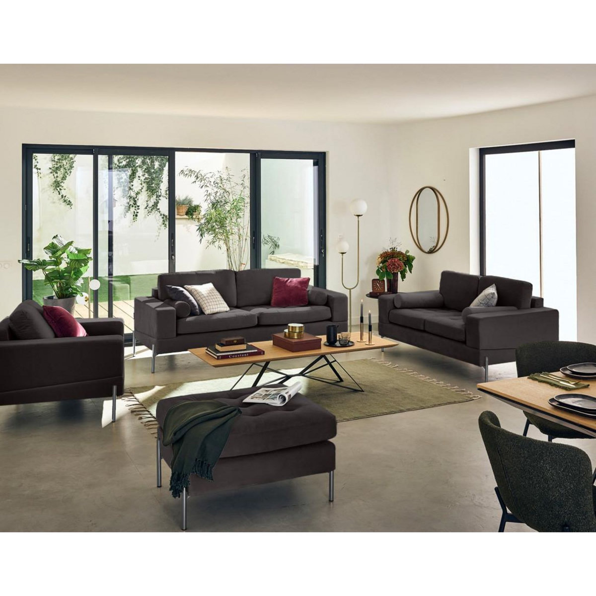 LISA DESIGN Isaure - canapé droit 3 places en velours