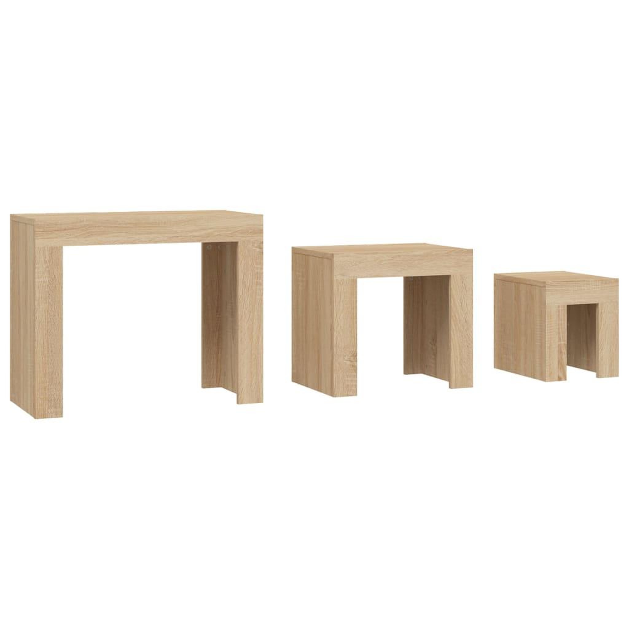 Voir la diapositive 3 : VIDAXL Tables basses gigognes 3 pcs chene sonoma bois d'ingenierie