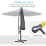 Voir la diapositive 5 : OUTSUNNY Parasol déporté octogonal rabattable dia. 3 m parasol de jardin avec pied en croix gris