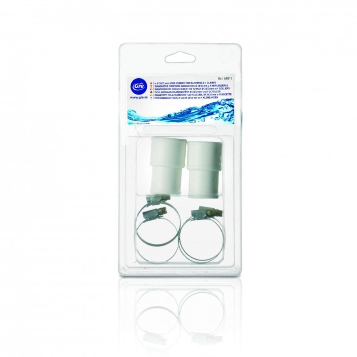 GRE Manchons de branchements de tuyaux 38/32 mm + colliers - ar511