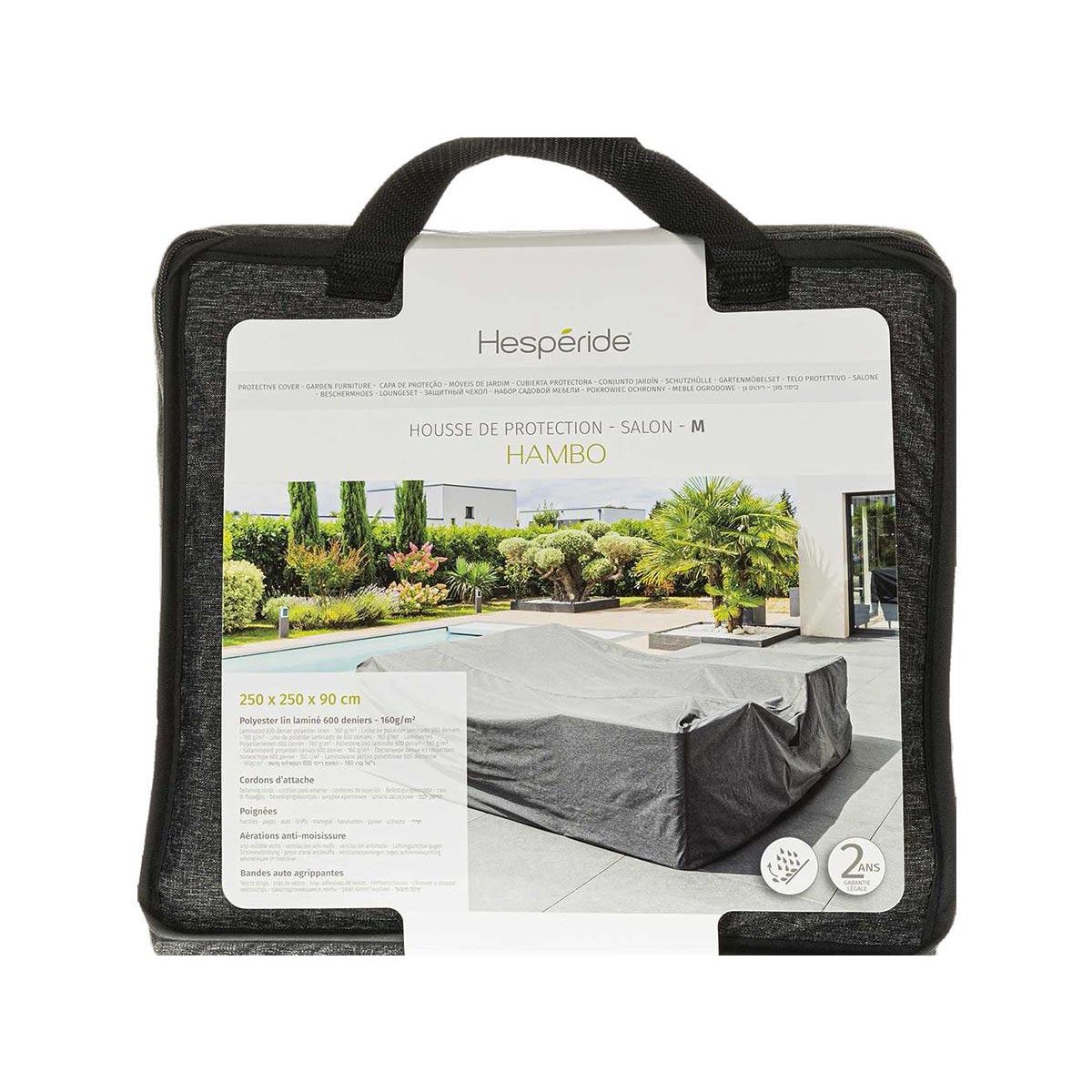 HESPERIDE Housse pour salon de jardin Hambo M gris - 250 x 250 x 90 cm - Hespéride