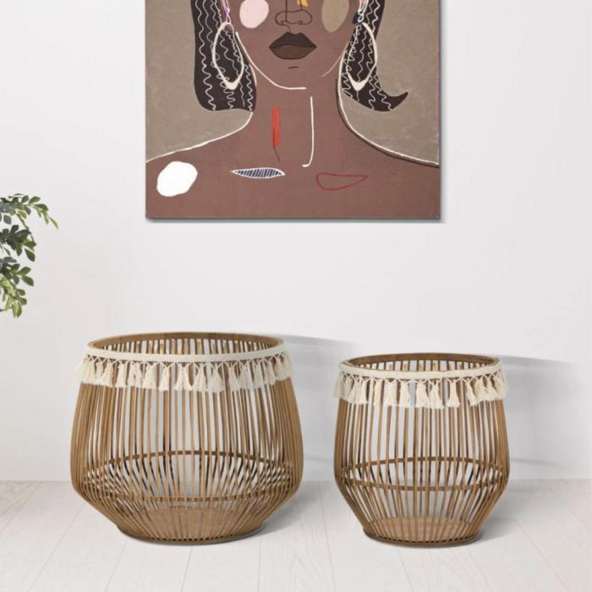 Paris Prix Lot de 2 Paniers Déco  Fuji  47cm Naturel