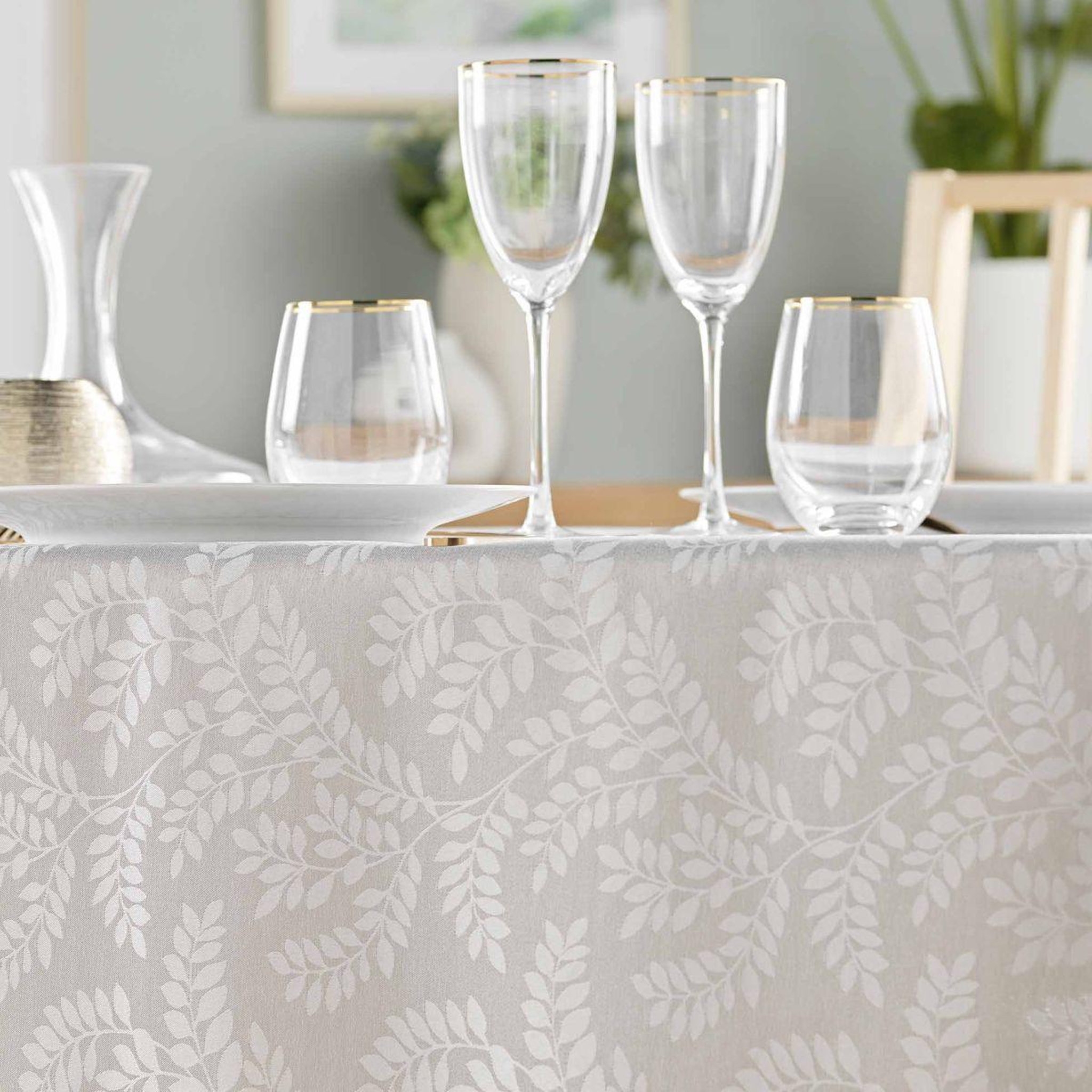 Voir la diapositive 3 : Douceur d'Intérieur Nappe jacquard imprimé  doriane  140x240cm taupe