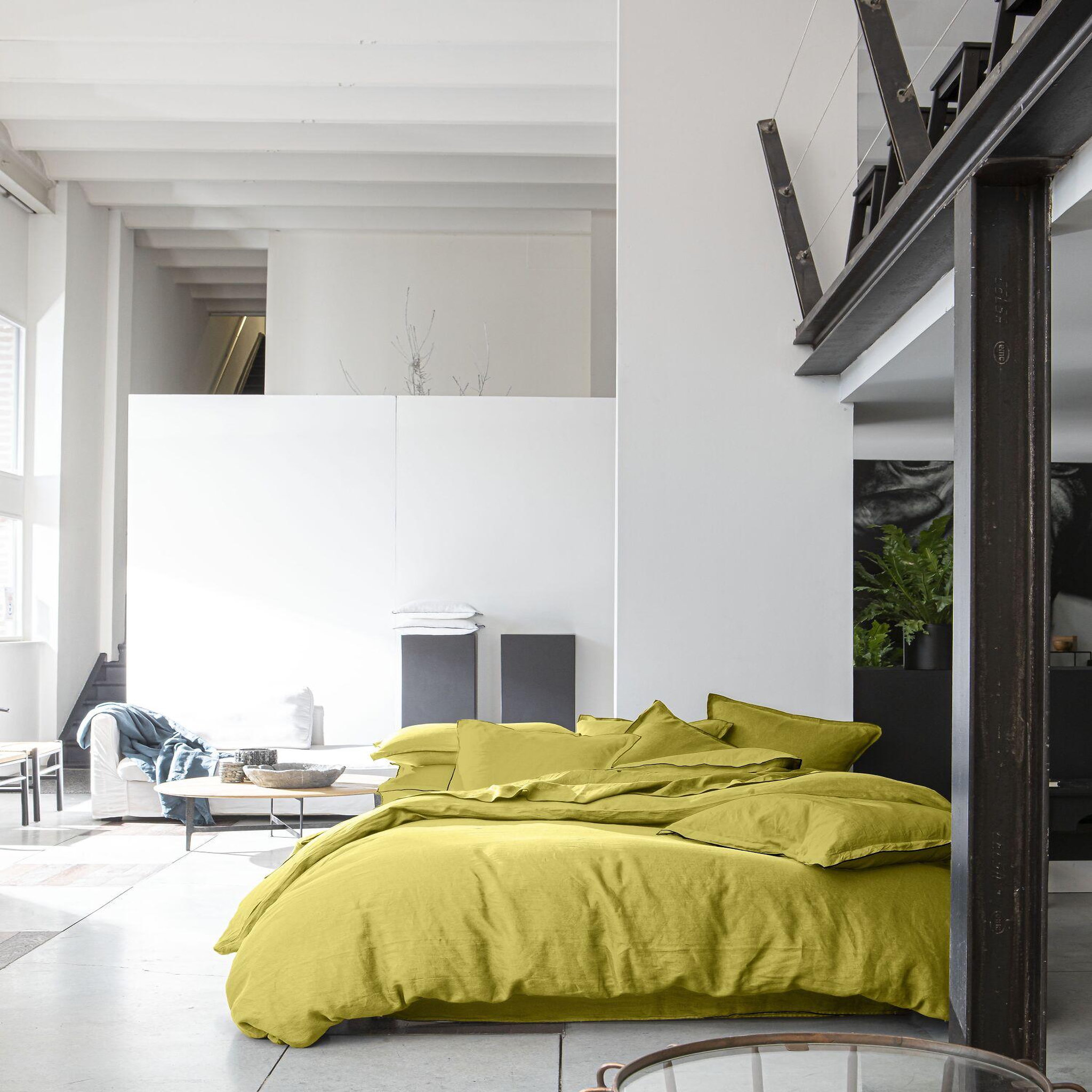 BATON ROUGE Parure de housse de couette 100% lin lavé 160gsm. Coloris disponibles : Vert