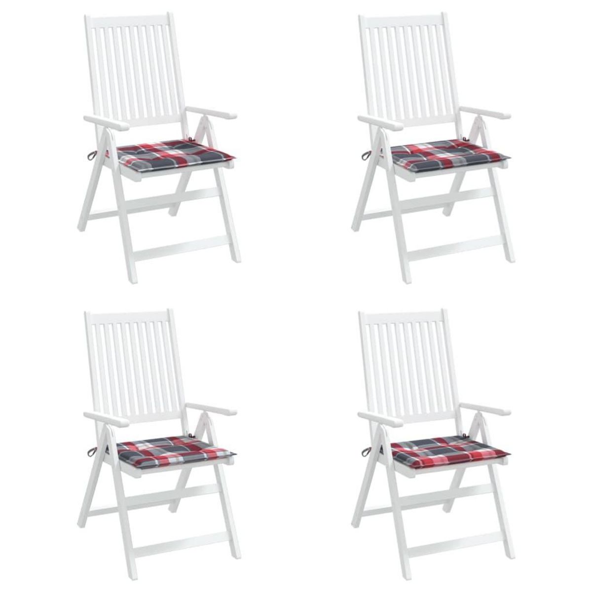 VIDAXL Coussins de chaise de jardin lot de 4 carreaux rouges 50x50x3cm