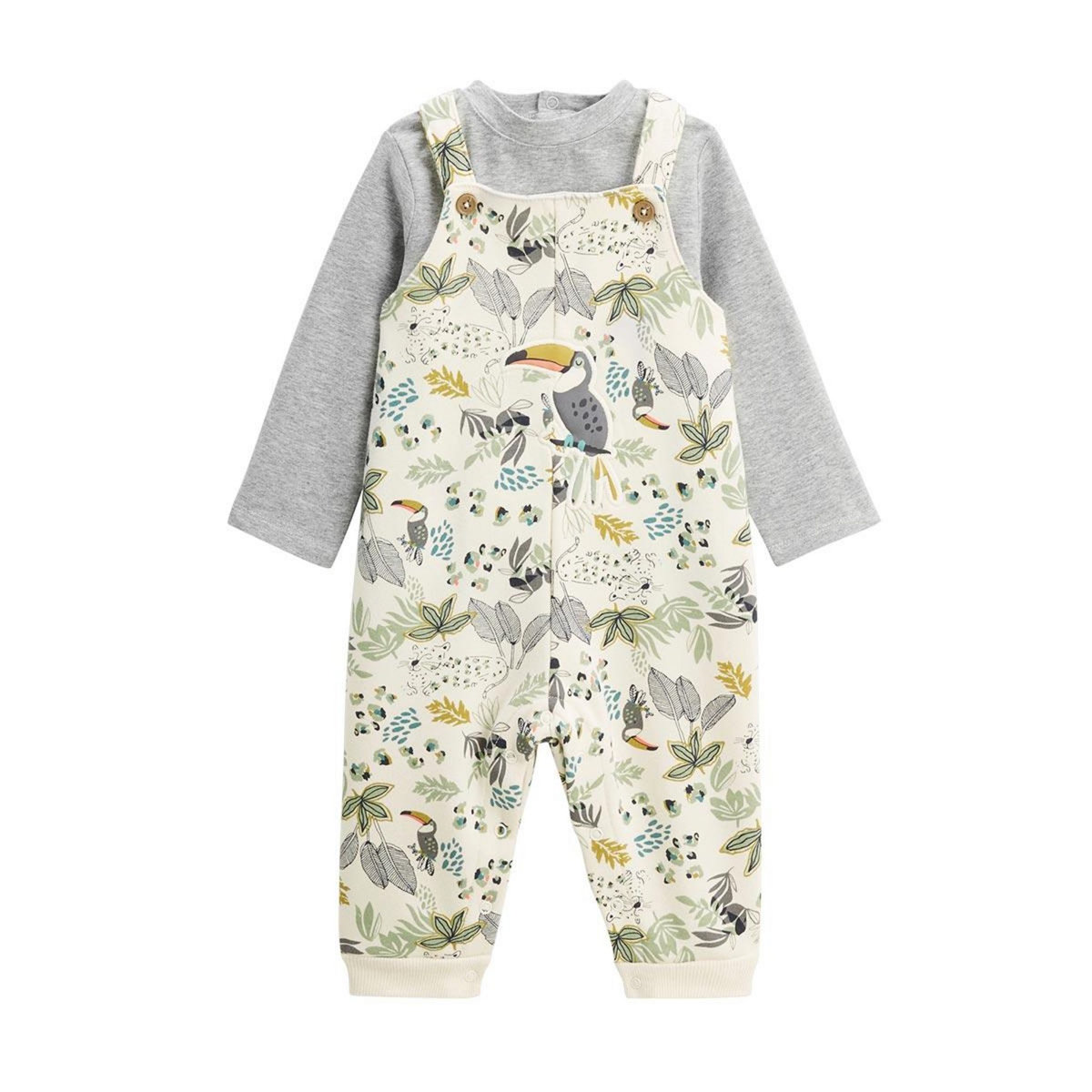 Petit Béguin Ensemble salopette bébé en molleton et t-shirt Boavista