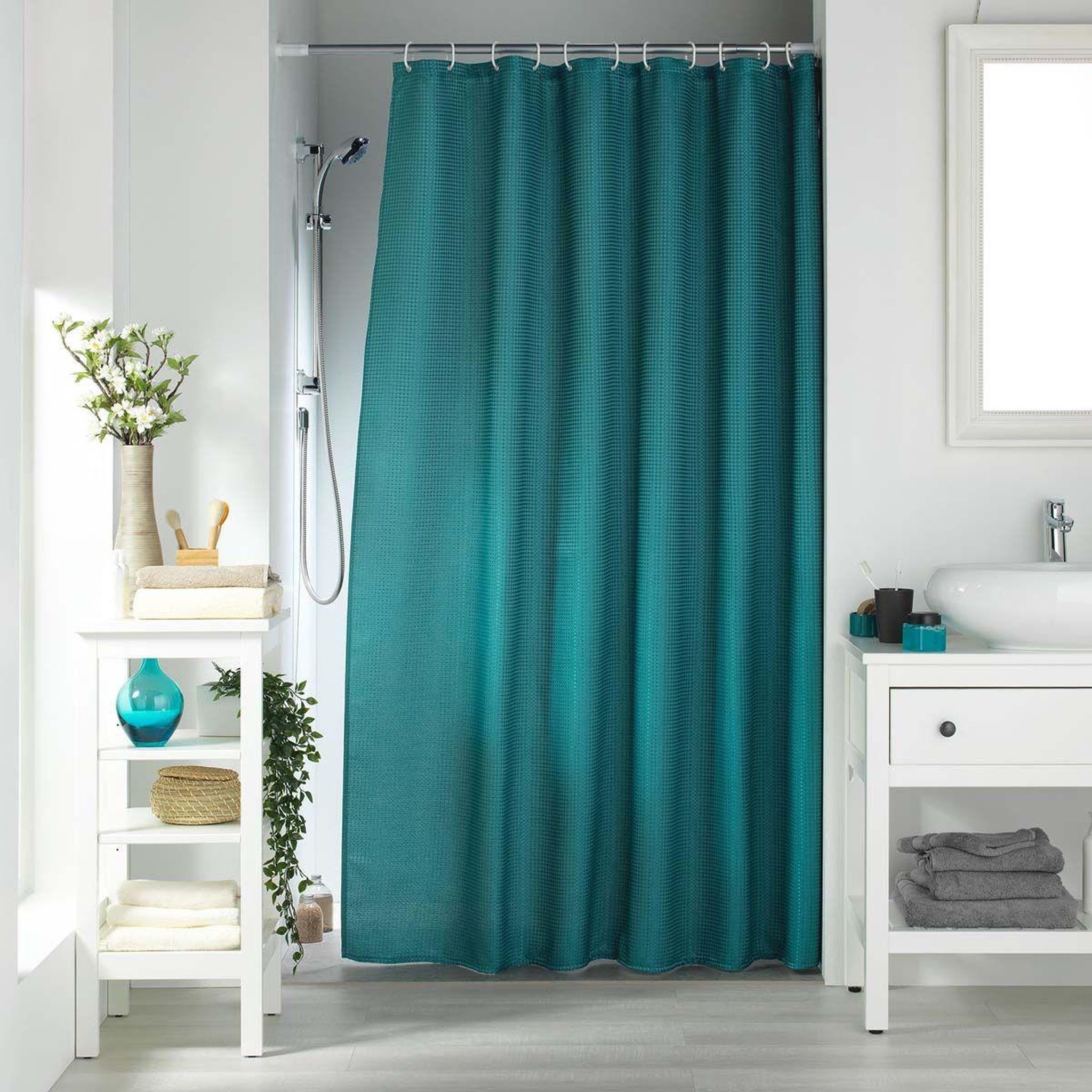 Douceur d'Intérieur Rideau de douche  quartz  180x200cm bleu