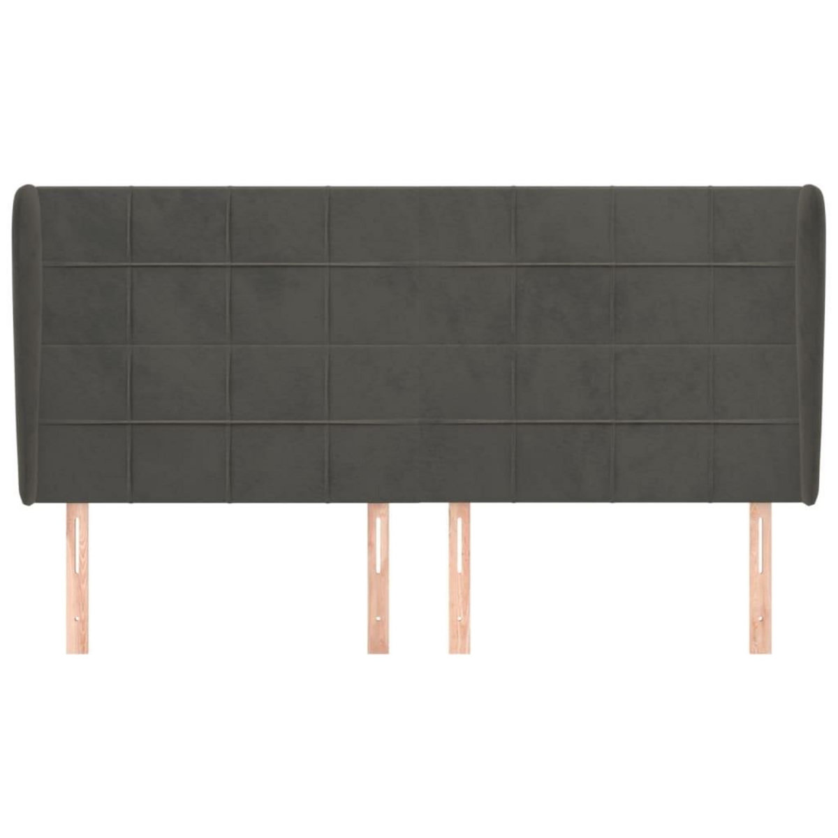 VIDAXL Tete de lit avec oreilles Gris fonce 163x23x118/128 cm Velours