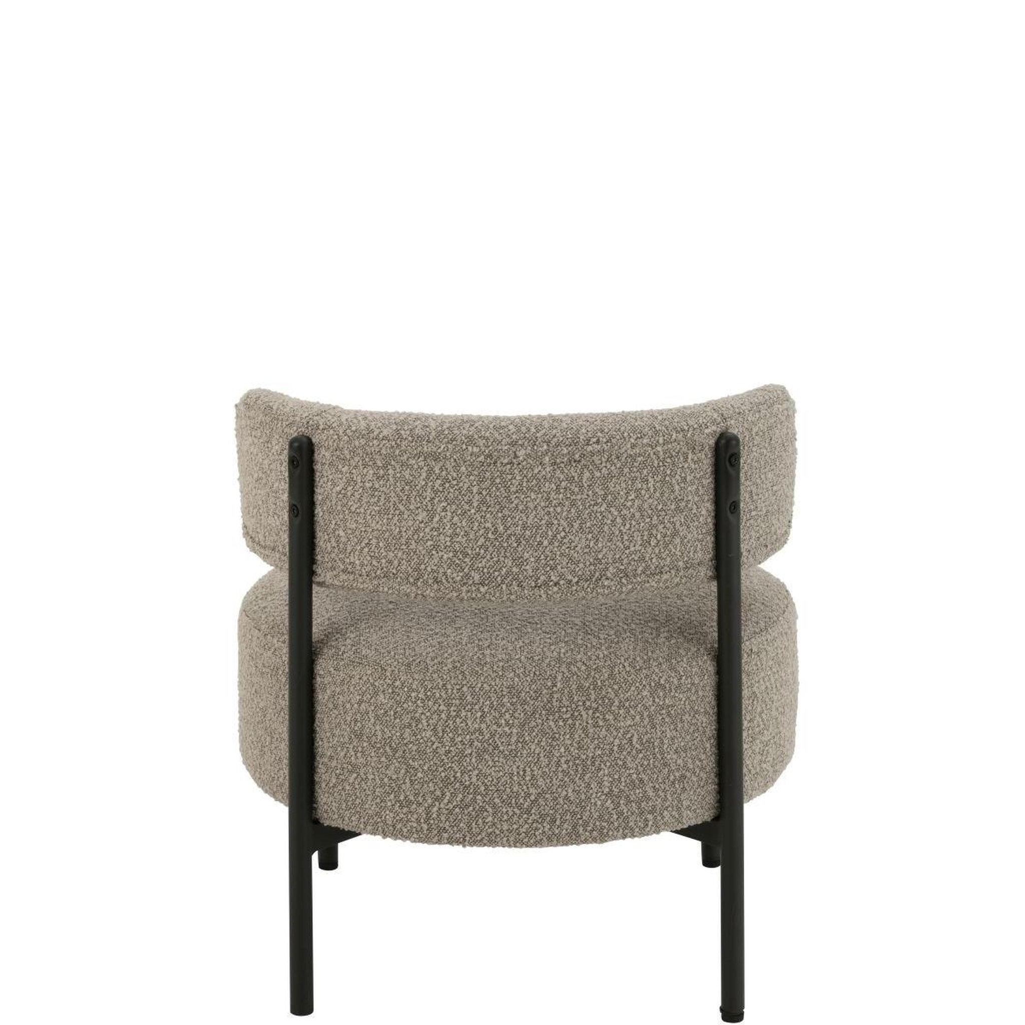 Voir la diapositive 4 : J-LINE Fauteuil lounge en tissu bouclé  aldo  67cm gris