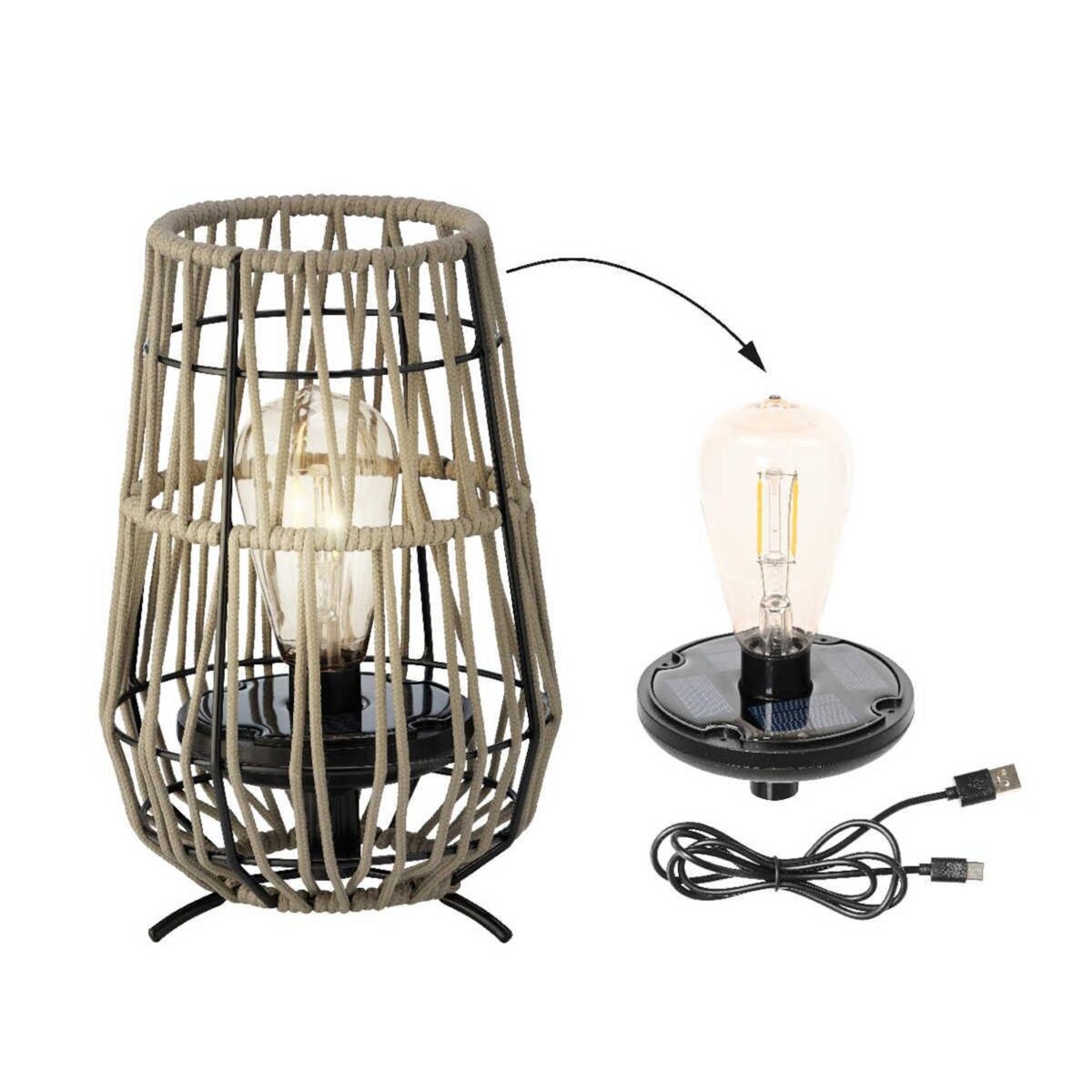 JARDIDECO Lanterne de jardin solaire décorative sable - Ø 18 x 27,5 cm - Jardideco