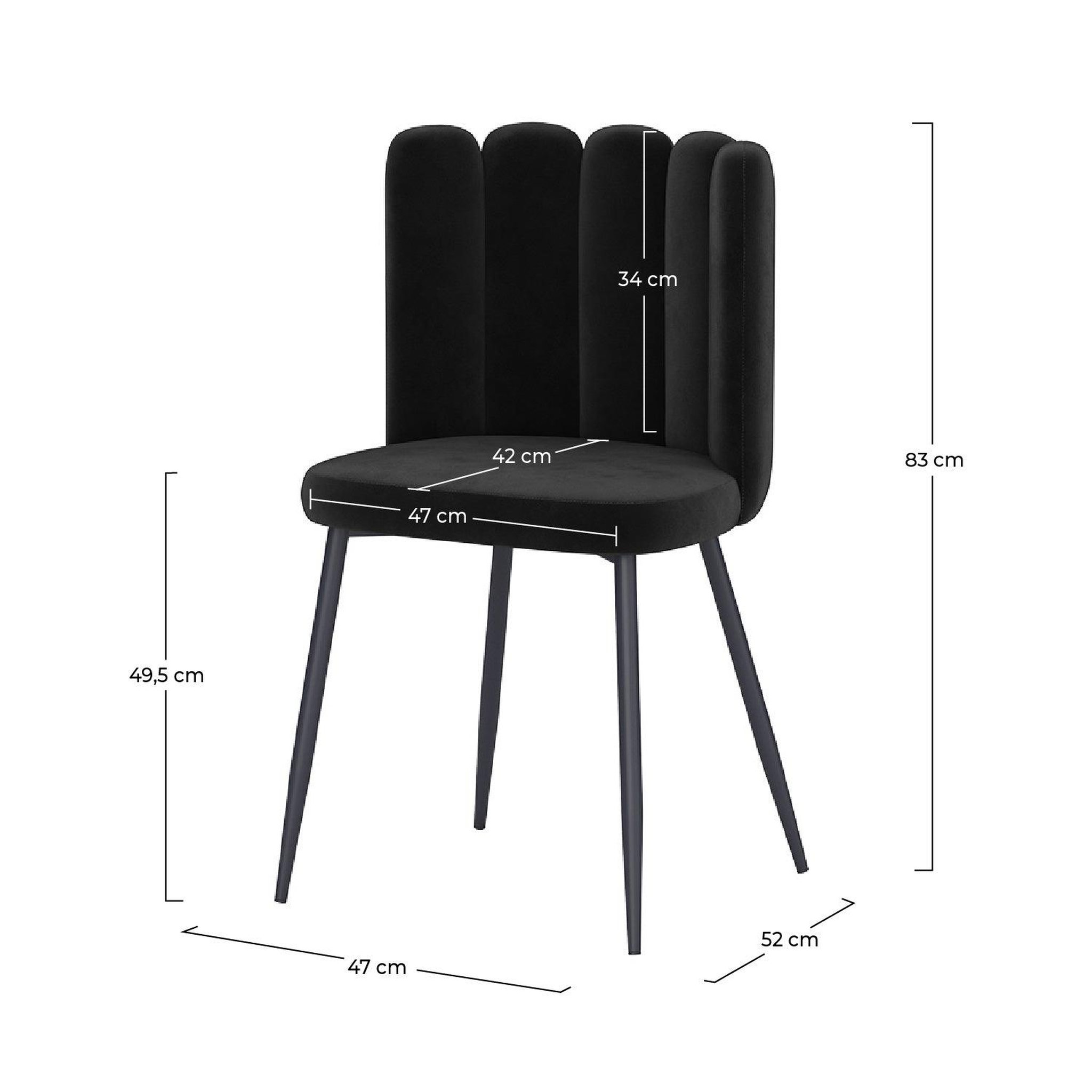 Voir la diapositive 4 : MAISON PAVANE Lot de 2 chaises en velours noir et pieds en métal noir-rosy