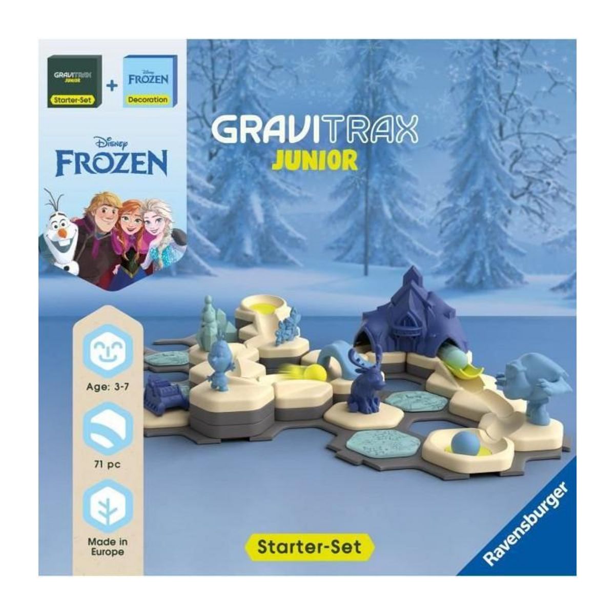 RAVENSBURGER Ravensburger-Gravitrax Junior Starter Set La Reine des Neiges-Jeu de construction STEM-Circuits de billes-71 pieces-Des 3 ans-73