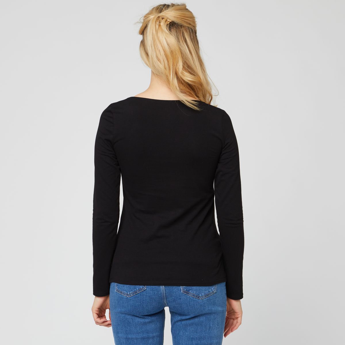 INEXTENSO T-shirt manches longues noir col v femme