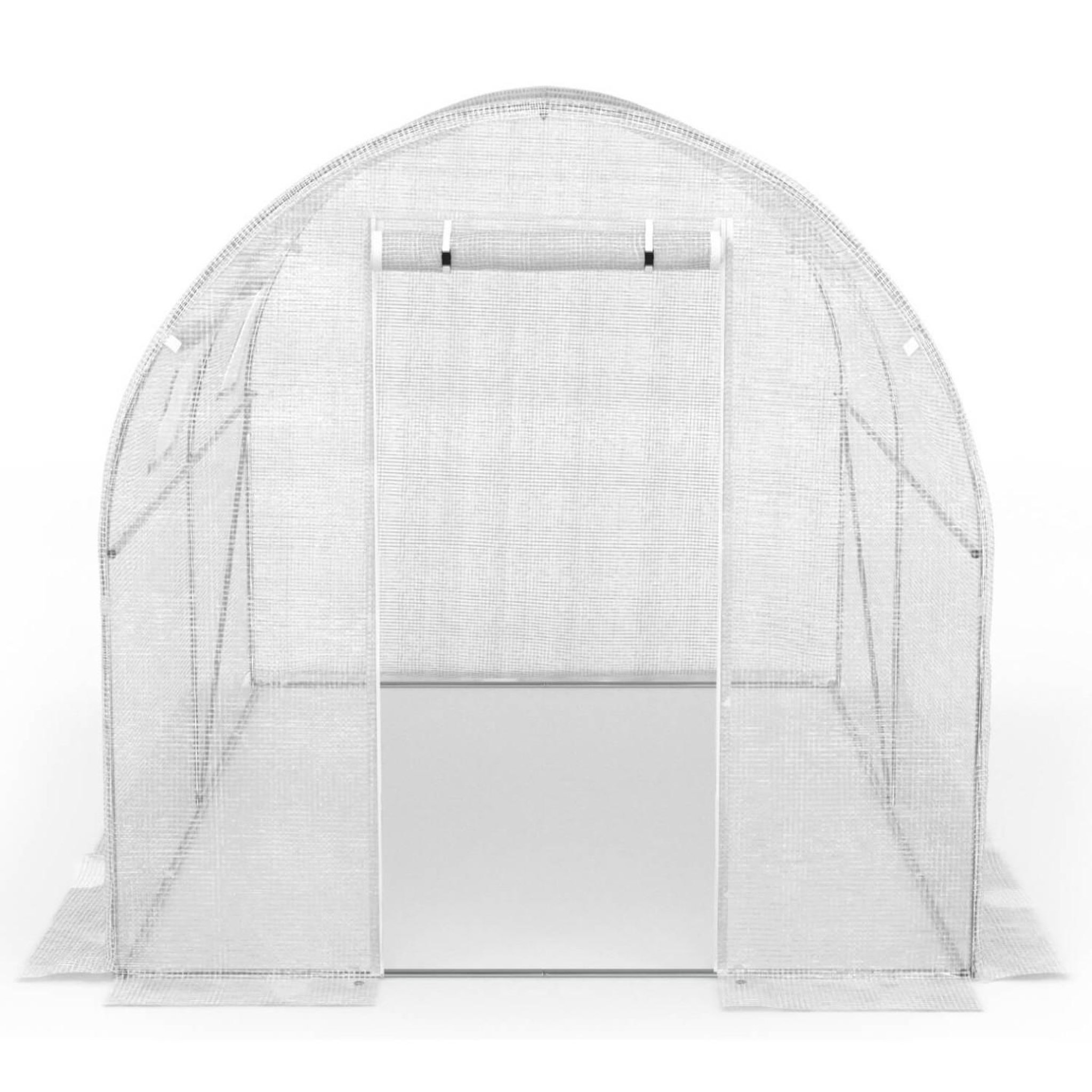 Voir la diapositive 4 : ID MARKET Serre de jardin tunnel 6m² 3 x 2 x 2 m acier galvanisé + bâche anti-UV avec porte et fenêtres ROMA blanche