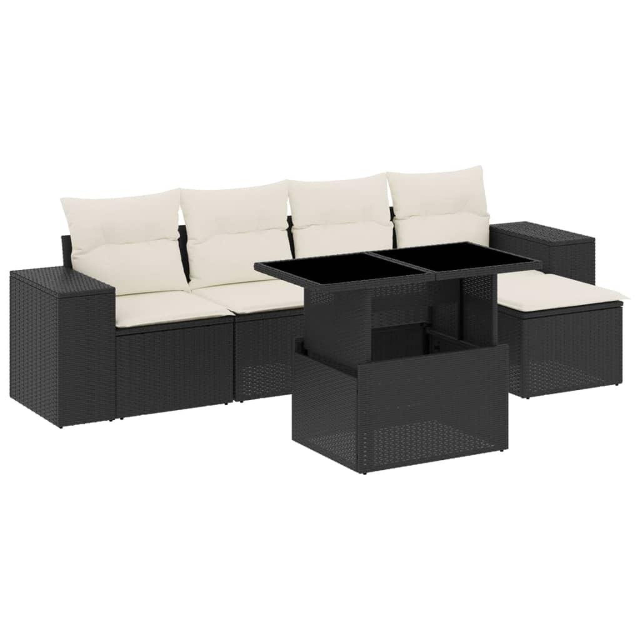 Voir la diapositive 2 : VIDAXL Salon de jardin 6 pcs avec coussins noir resine tressee