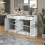 Voir la diapositive 5 : MERAX Buffet 4 porte(s) 2 tiroir(s) - 150 cm blanc panneau de particules