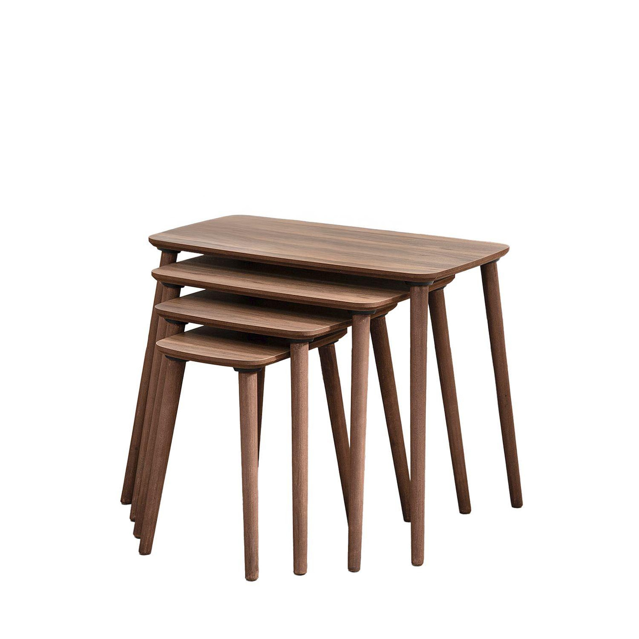 Habitat et Jardin Table gigogne (4 pièces) en bois  luci  70 x 40 x 55 cm - noyer