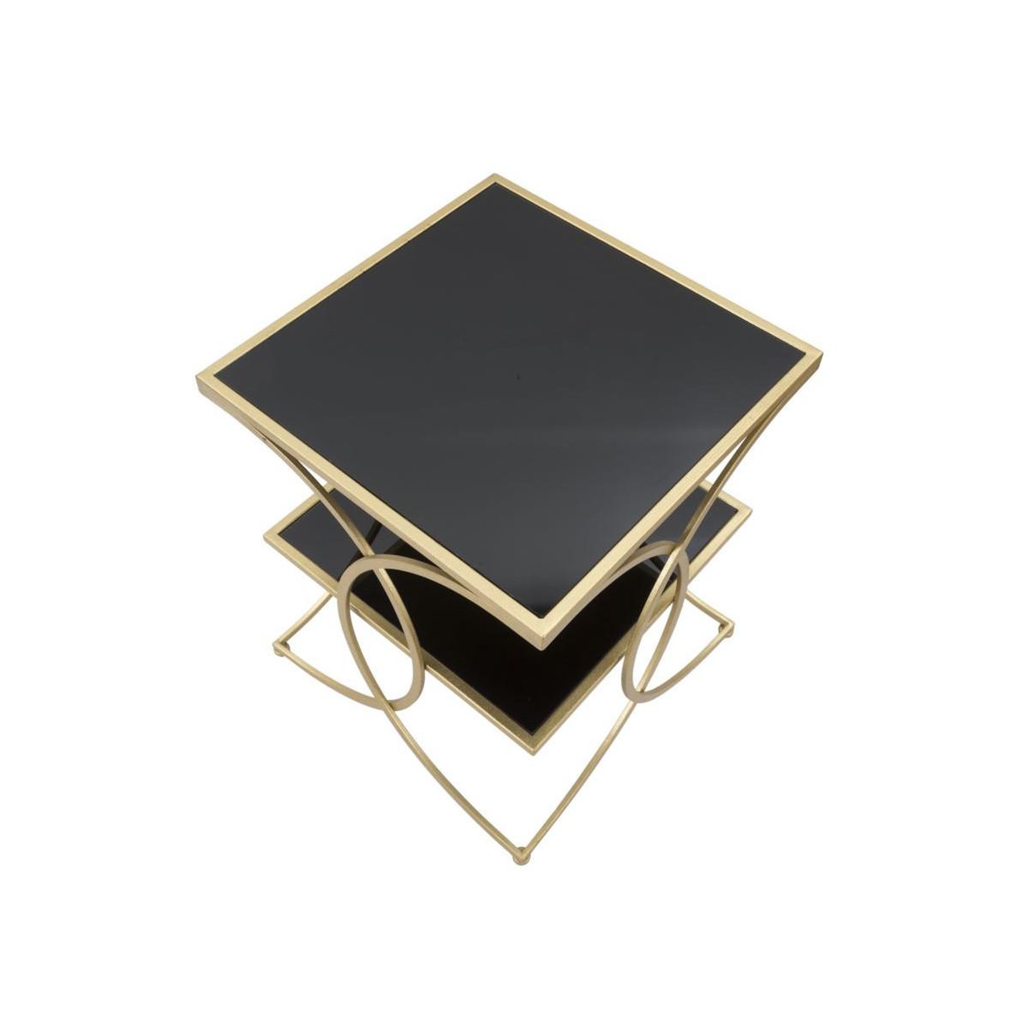 Voir la diapositive 3 : Paris Prix Table d'appoint double design  kim  55cm noir & or