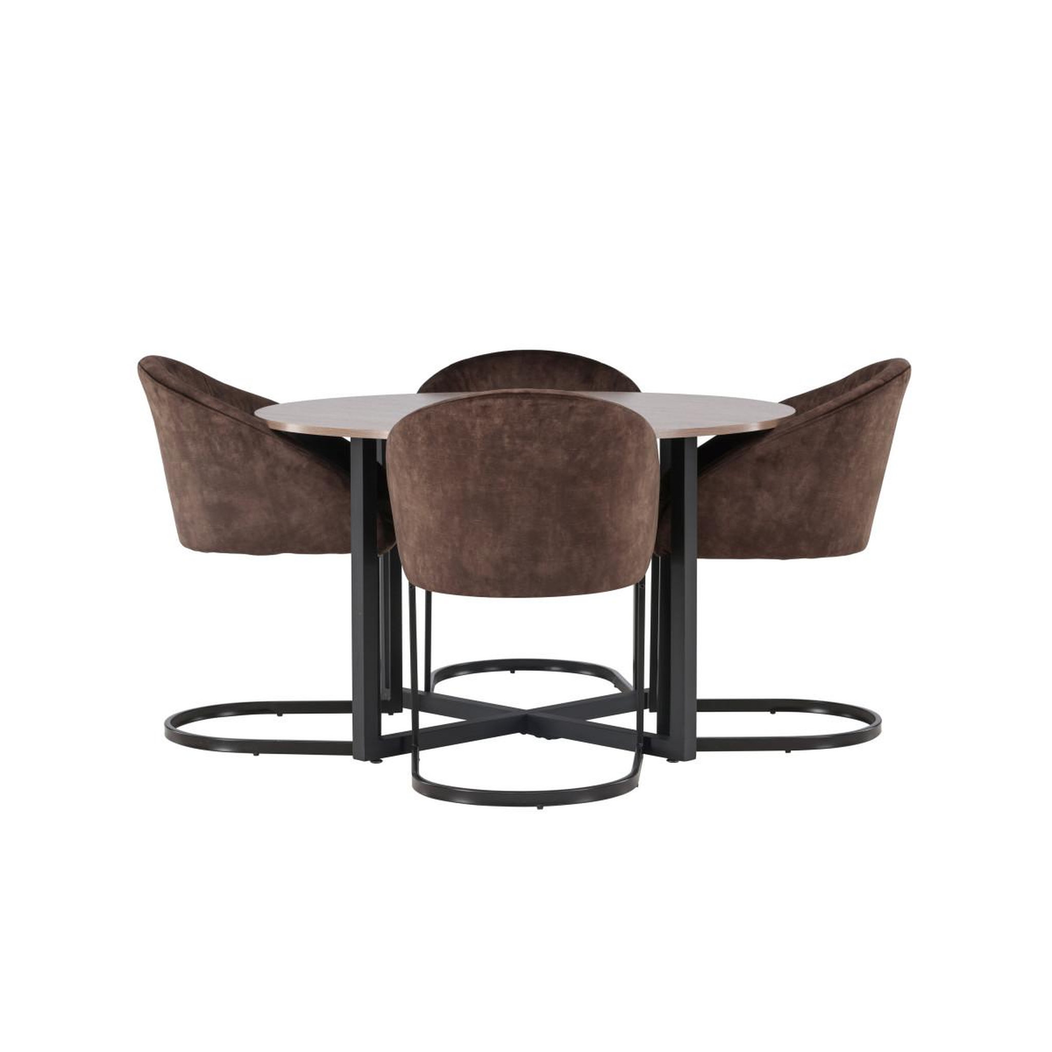 Voir la diapositive 2 : Paris Prix Ensemble table à manger & 4 chaises  durango & evening  120cm noyer & marron