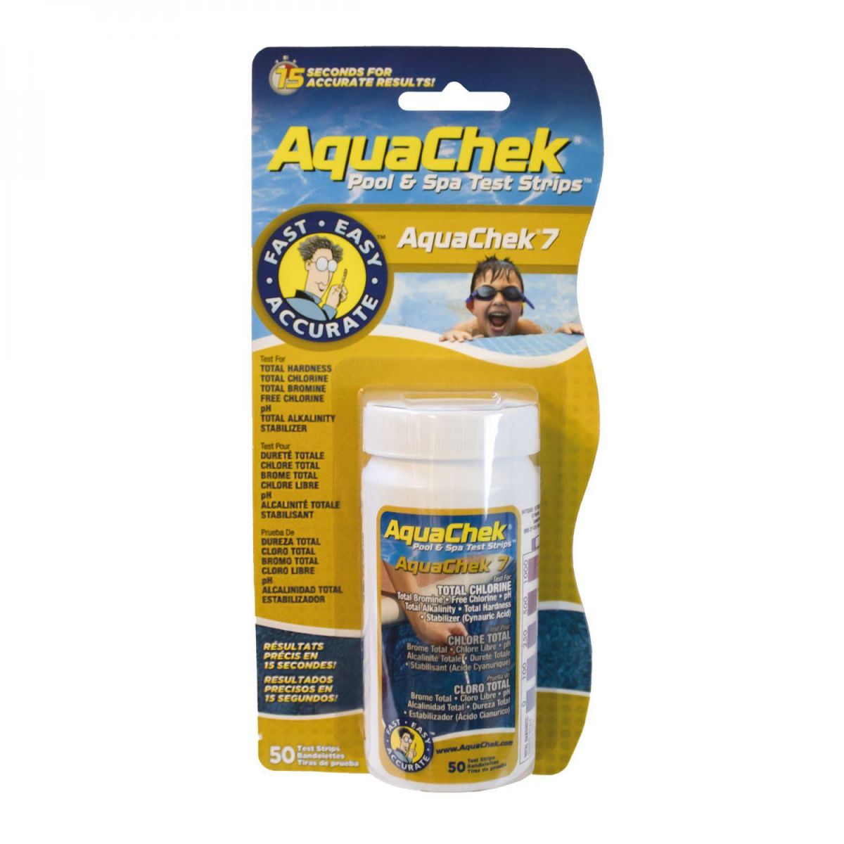Aquachek Lot de 3 X 50 bandelettes d'analyse pour piscine ou spa - 7 en 1