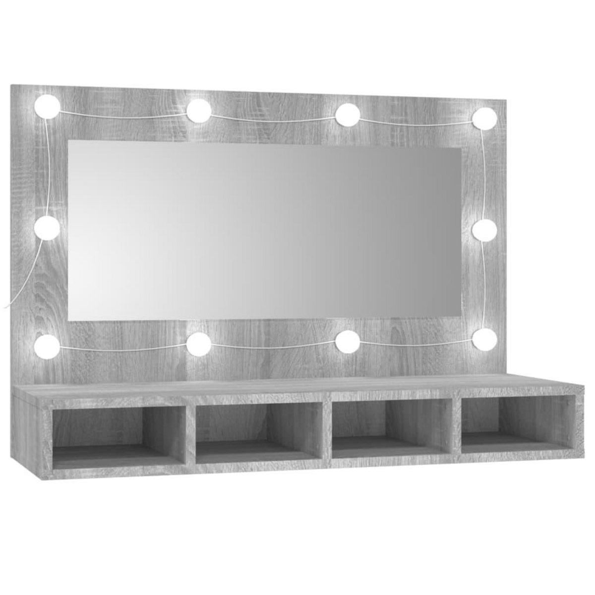 VIDAXL Armoire a miroir avec LED Sonoma gris 90x31,5x62 cm