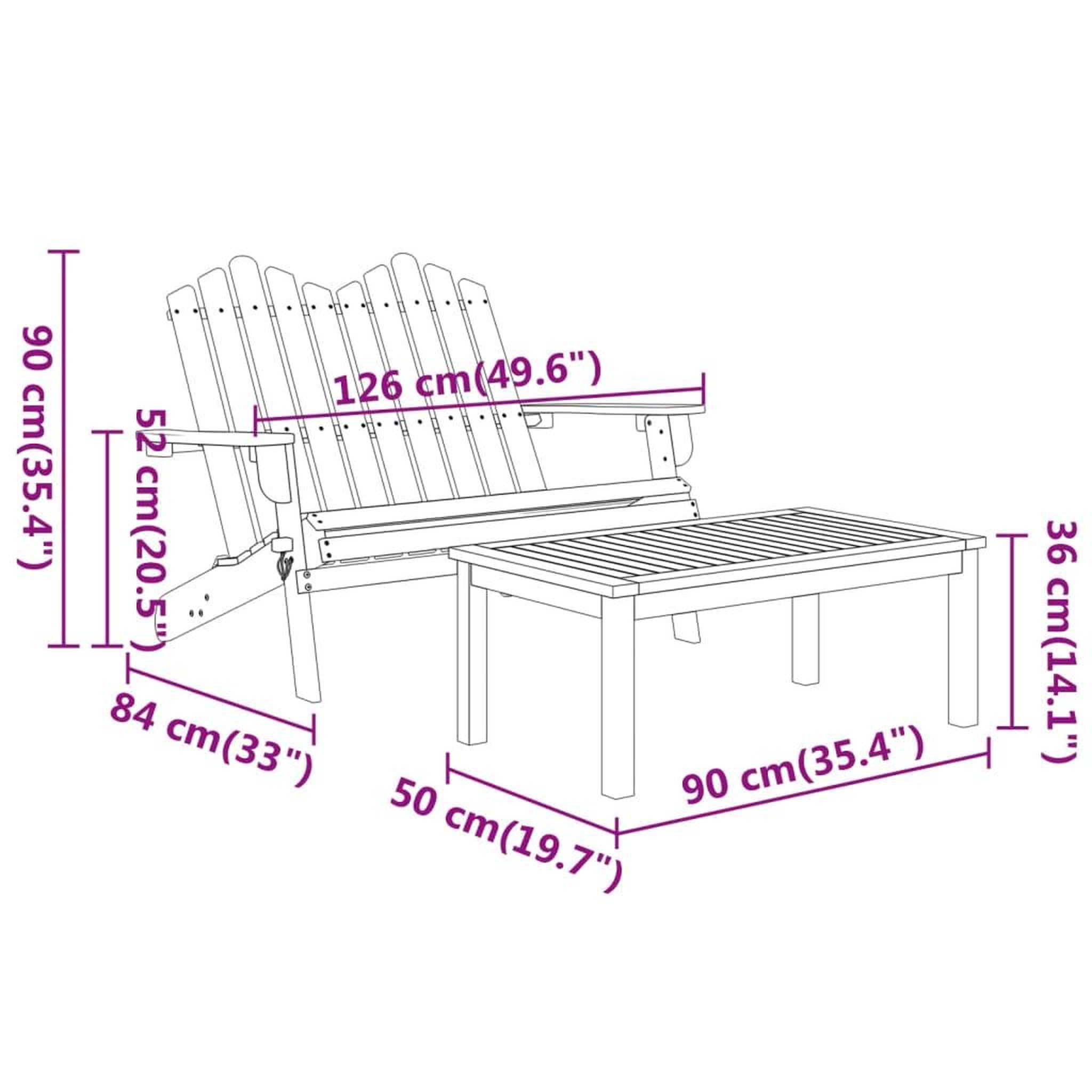 Voir la diapositive 6 : VIDAXL Ensemble de salon de jardin Adirondack 2 pcs bois acacia solide