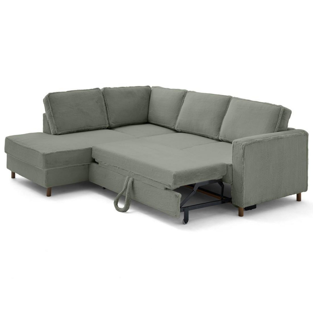 LISA DESIGN Jake - canapé d'angle gauche 5 places convertible en fausse fourrure