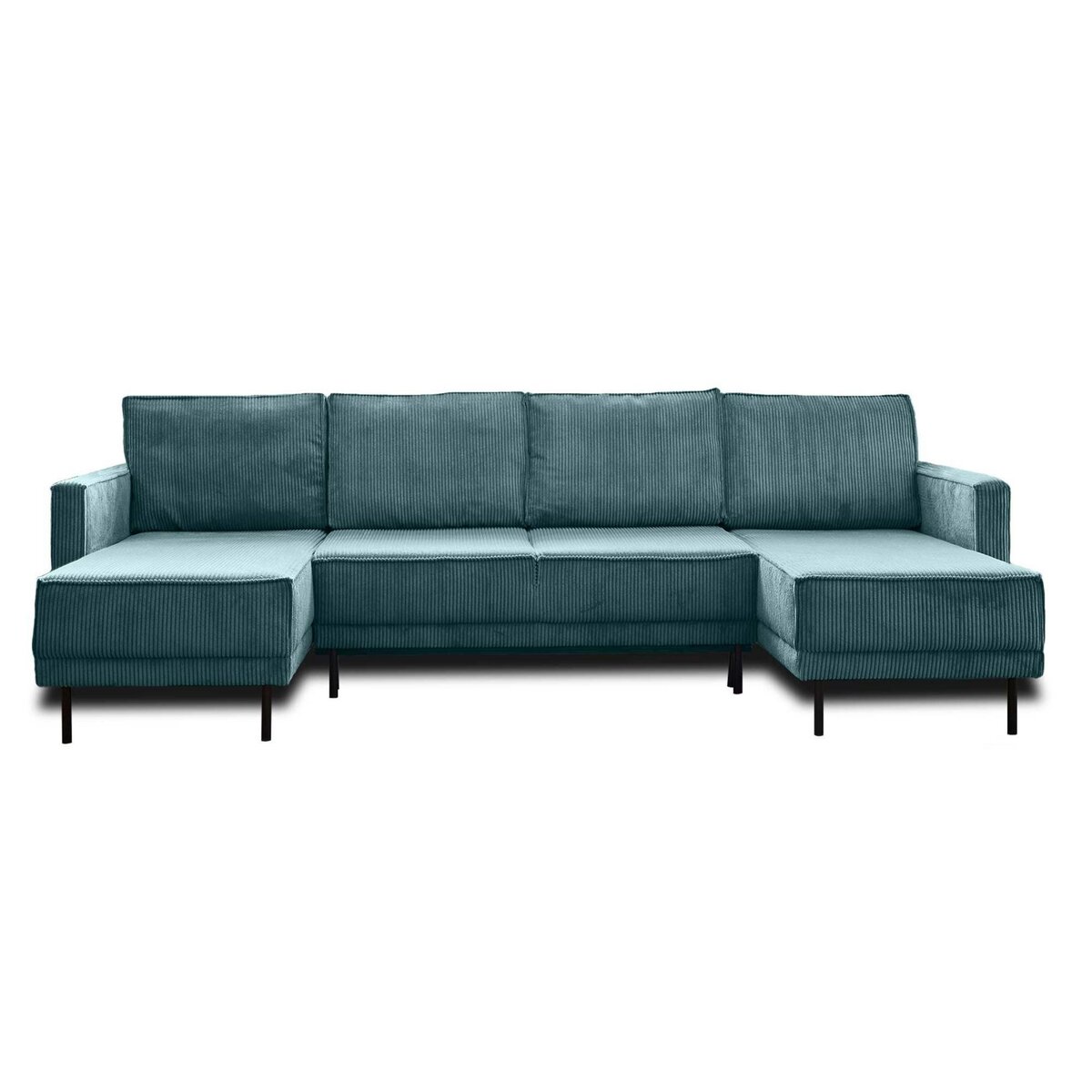 LISA DESIGN Charlie - canapé panoramique en u - 7 places - convertible avec coffre - en velours côtelé