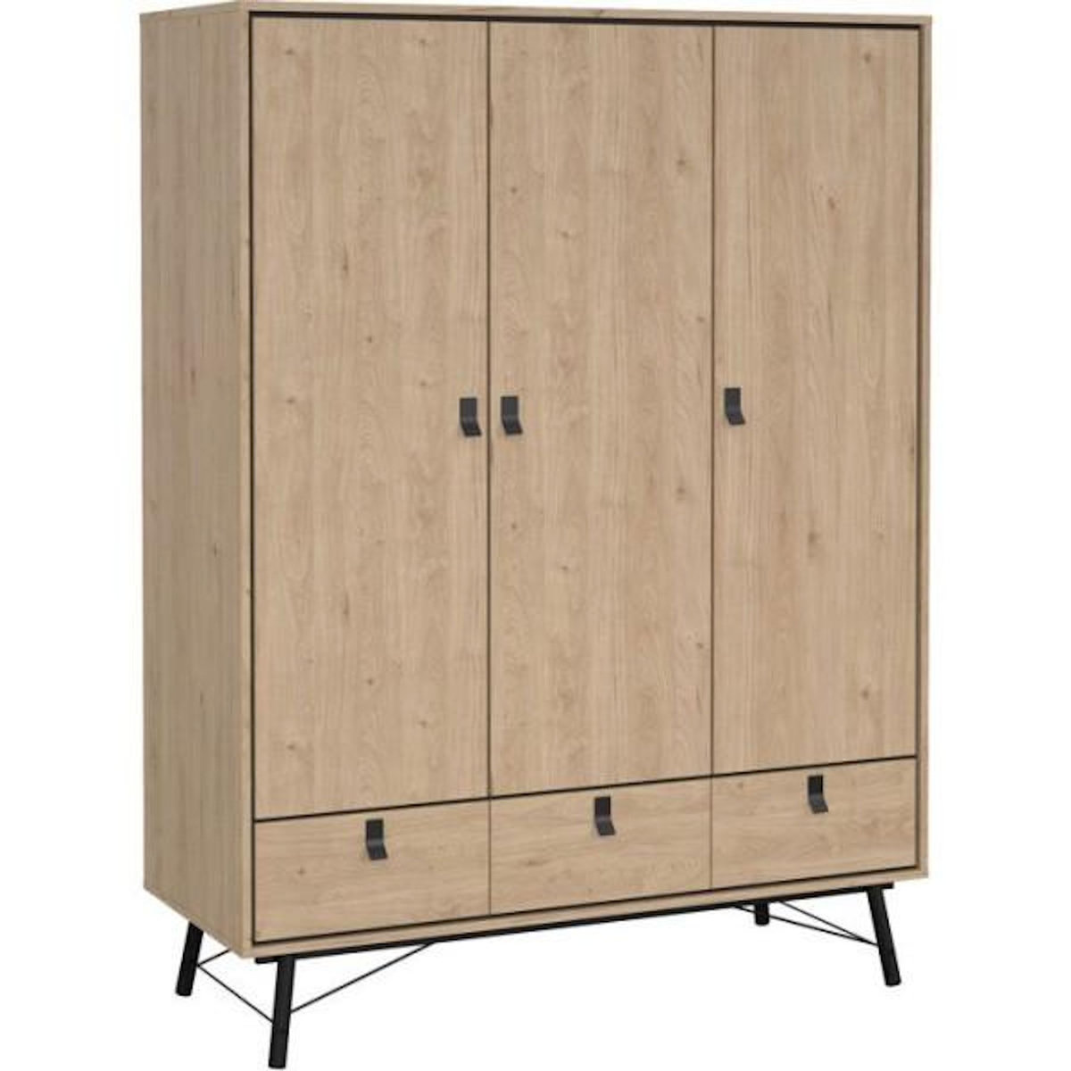 MARKET24 Armoire de chambre - RY - Chene Jackson Hickory - 3 portes - 3 tiroirs - 150,2 x 60,1 x 200,4 cm