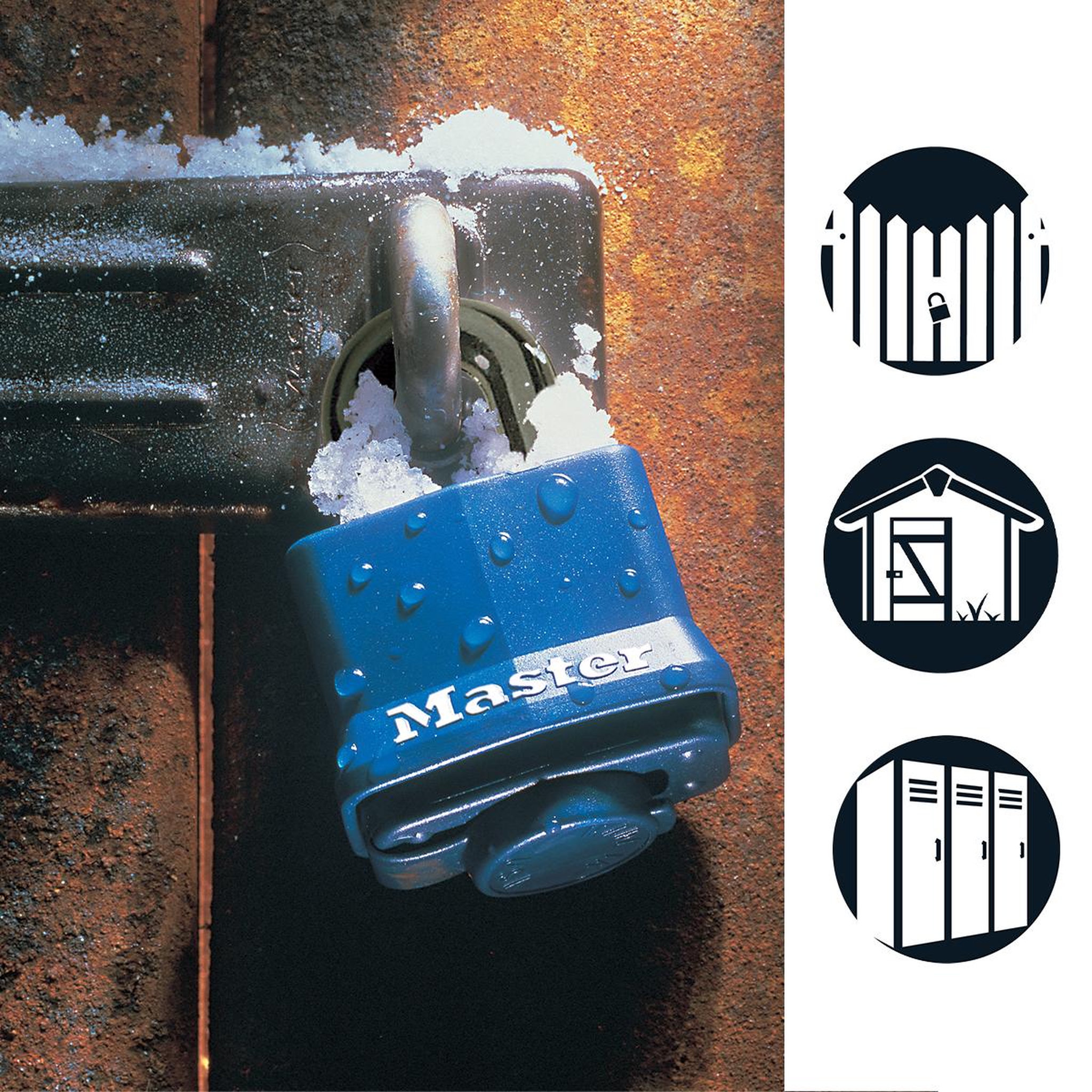 Master lock 312EURD Cadenas en Acier Laminé à Clé et Protection Thermoplastique, Bleu, 7,3 x 4 x 2,5 cm