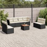VIDAXL Salon de jardin 9 pcs avec coussins noir resine tressee