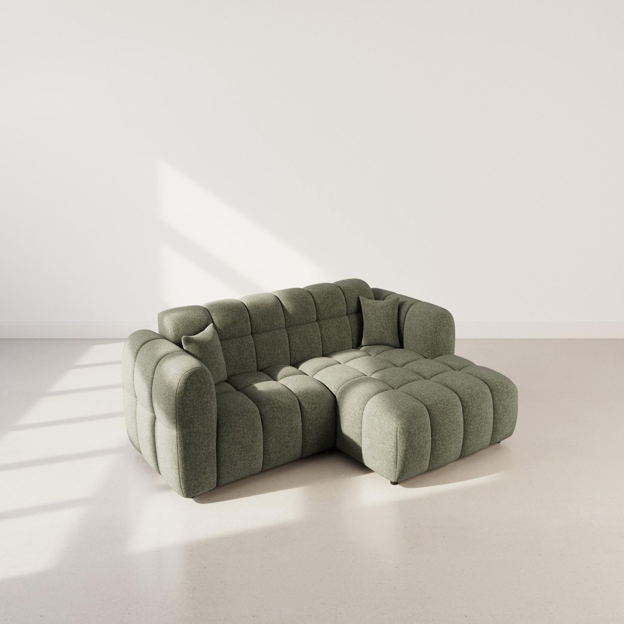 Voir la diapositive 3 : BEST MOBILIER Mini ray - canapé d'angle droit 4 places en tissu texturé