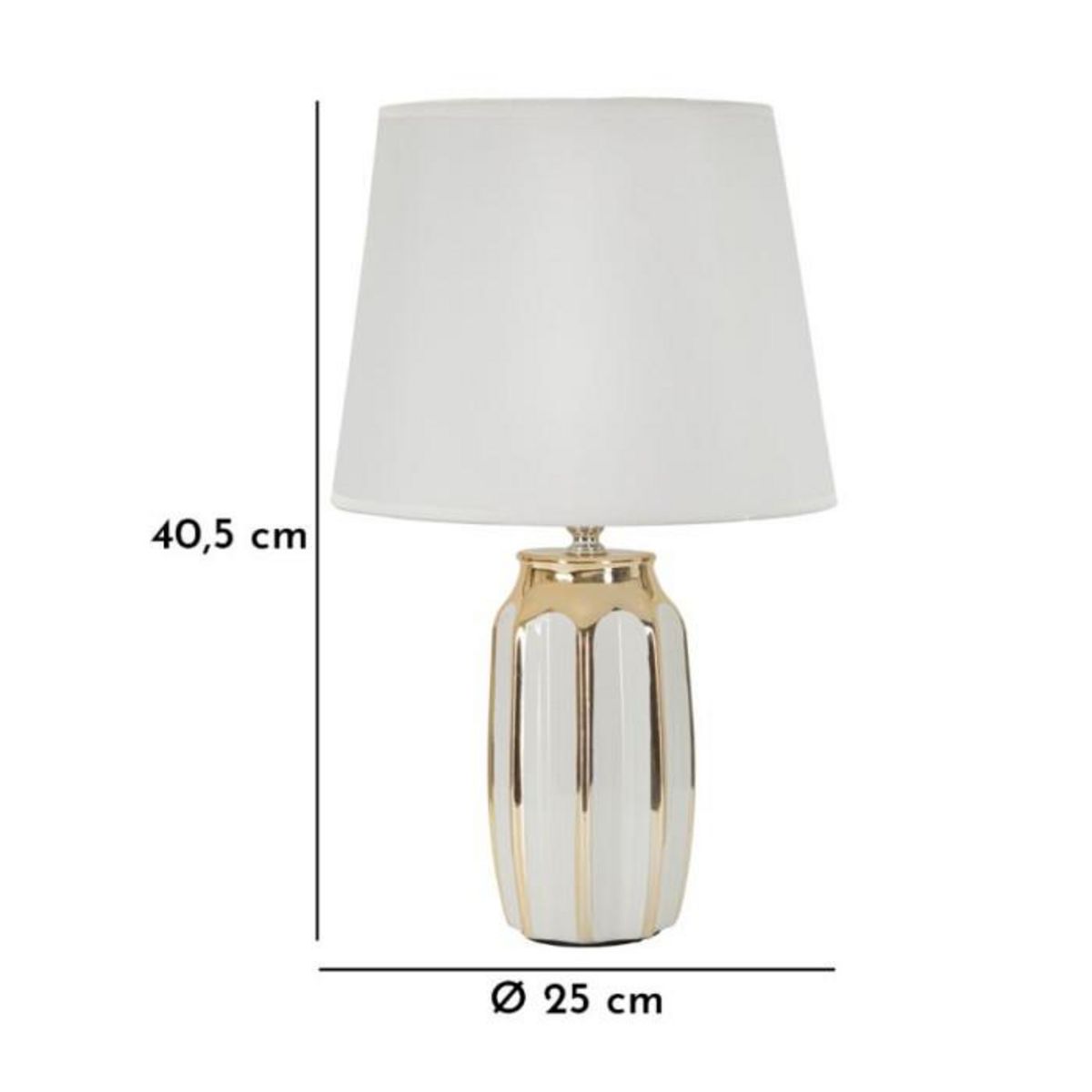 Paris Prix Lampe à Poser en Céramique  Cassy  40cm Blanc & Or